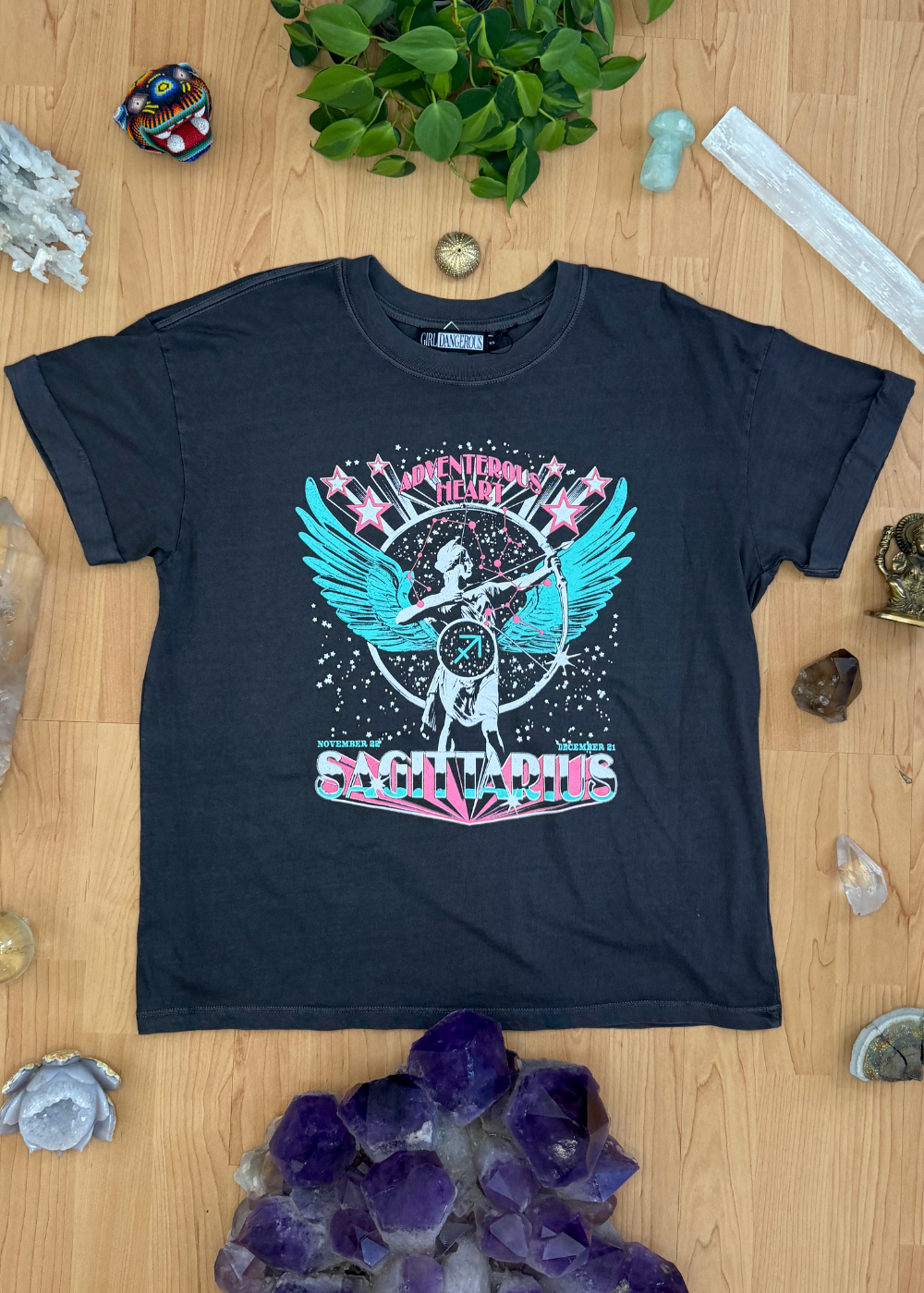 Sagittarius Reunion Tour Vintage Black Boyfriend Tee