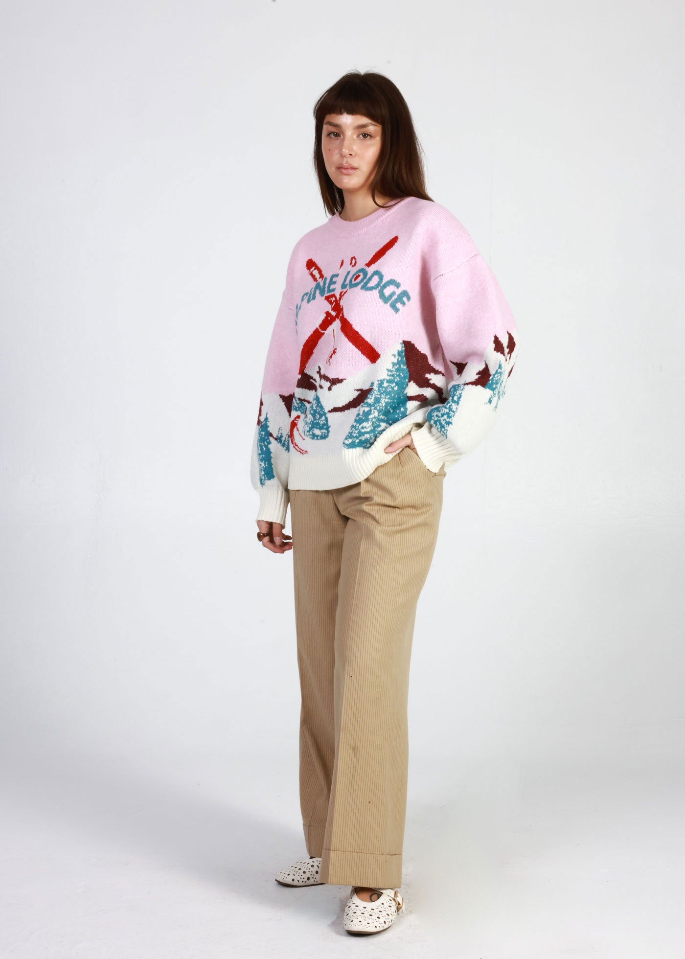 Alpine Lodge Pink Oversized Sweater