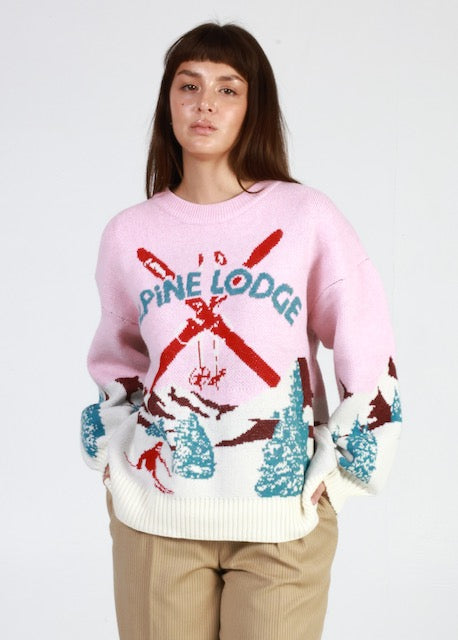 Alpine Lodge Pink Oversized Sweater