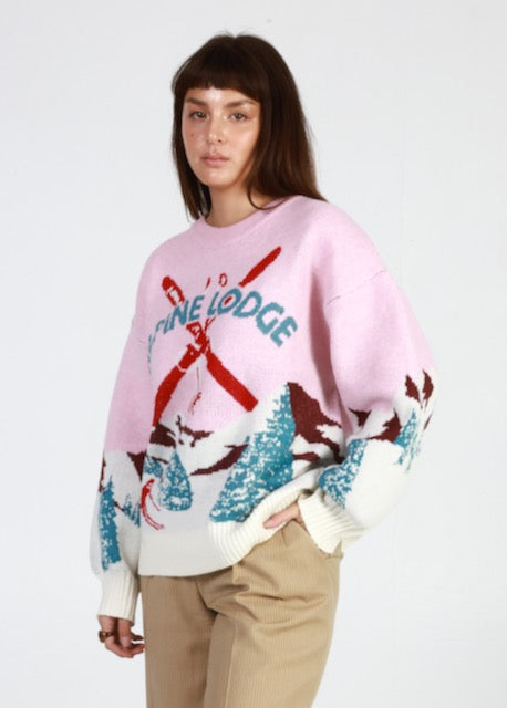 Alpine Lodge Pink Oversized Sweater