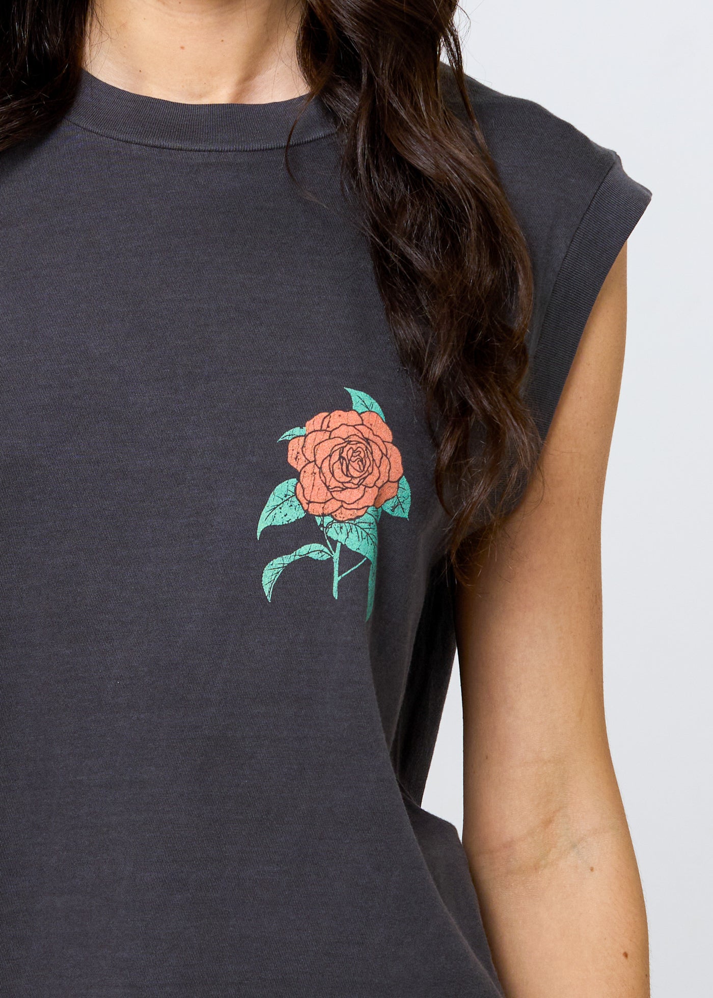 Always in Bloom Rose Vintage Black Moto Tee