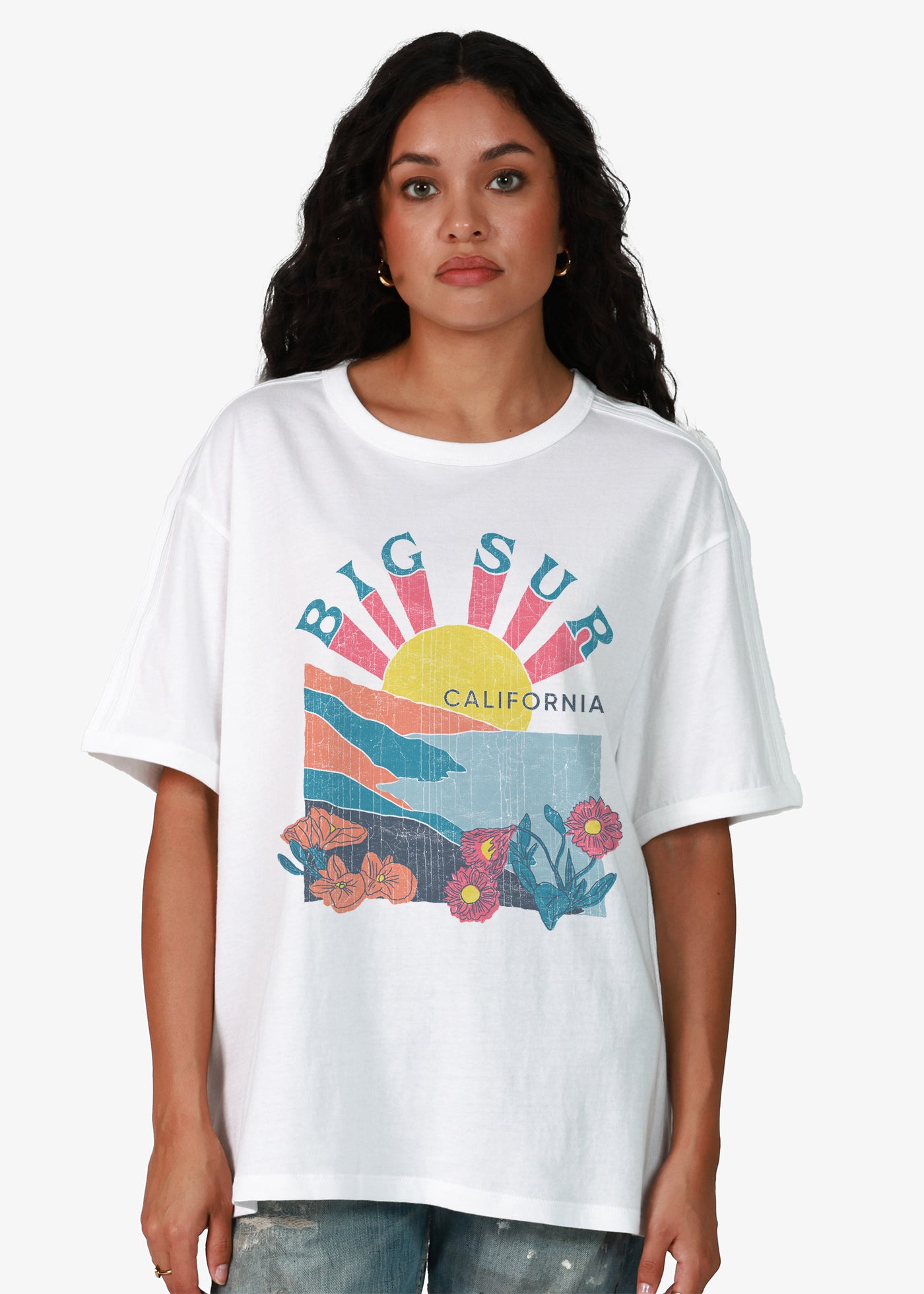 Big Sur White Two Stripe Relaxed Fit Ringer