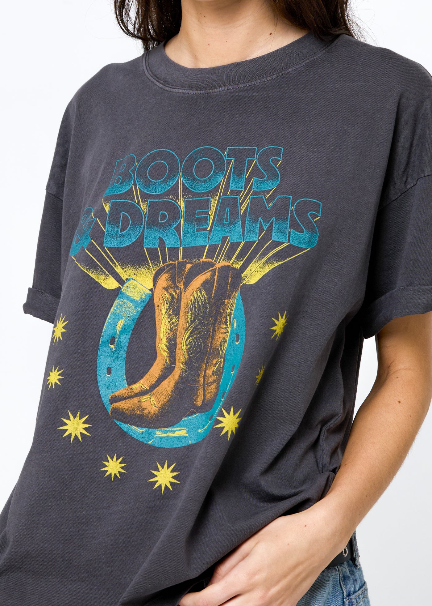 Boots & Dreams Vintage Black Boyfriend Tee