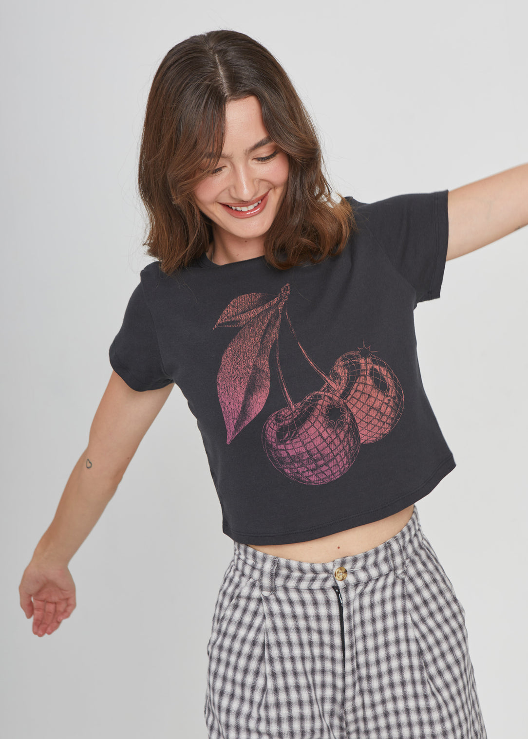 Cherry Disco Black Baby Tee