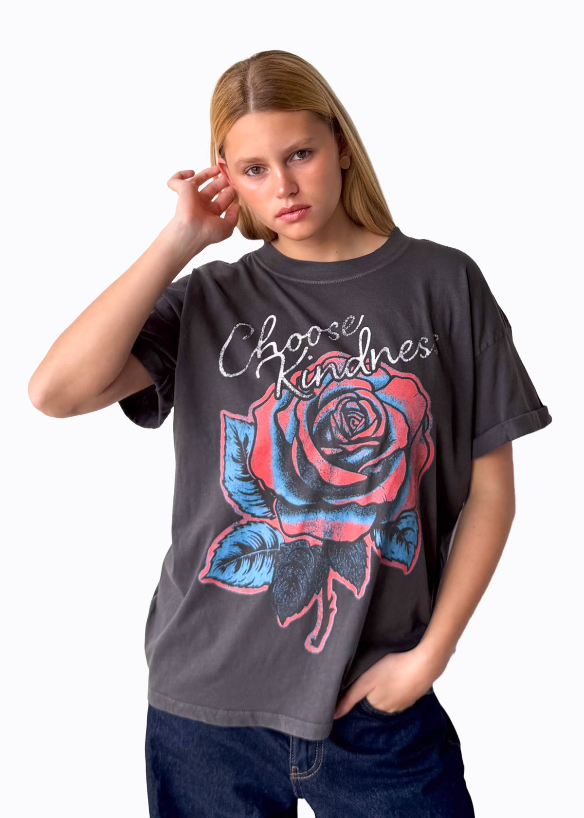 Choose Kindness Organic Vintage Black Boyfriend Tee