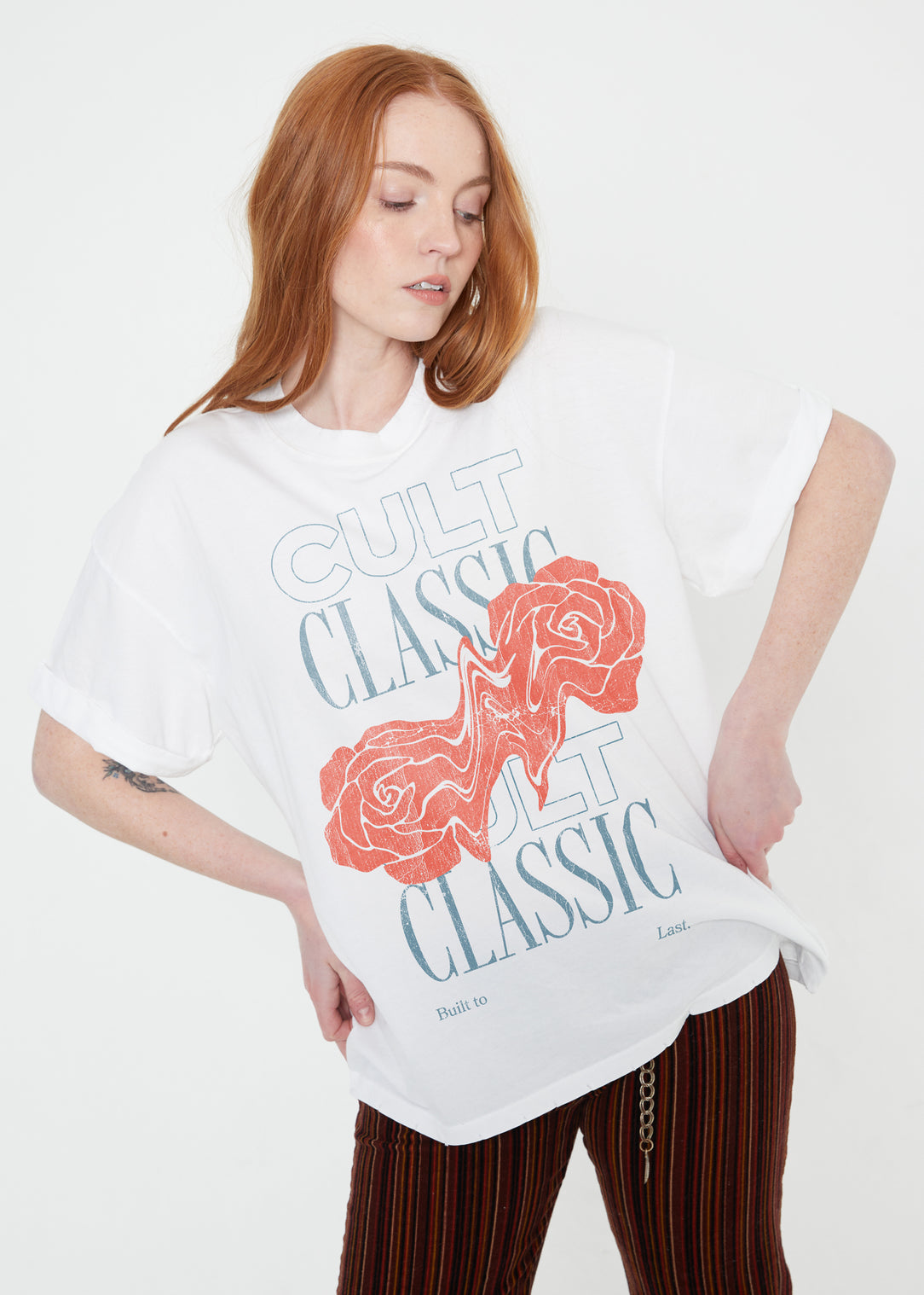Cult Classic Rose White Boyfriend Tee