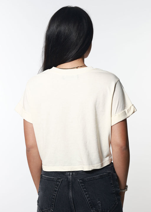 Cultivate Peace Off White Cropped Boyfriend Tee