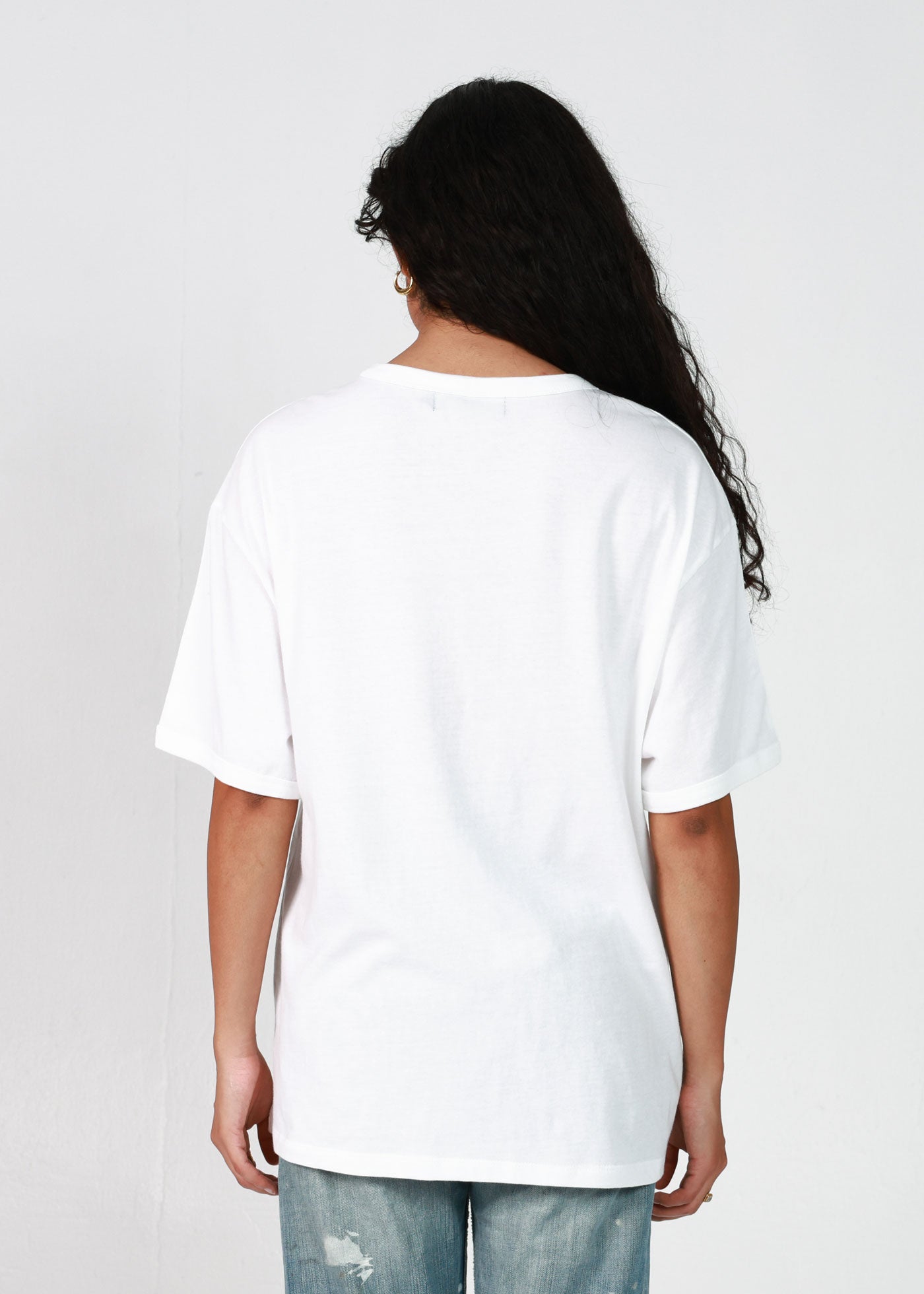 Cultivate White Relaxed Fit Two Stripe Ringer Tee
