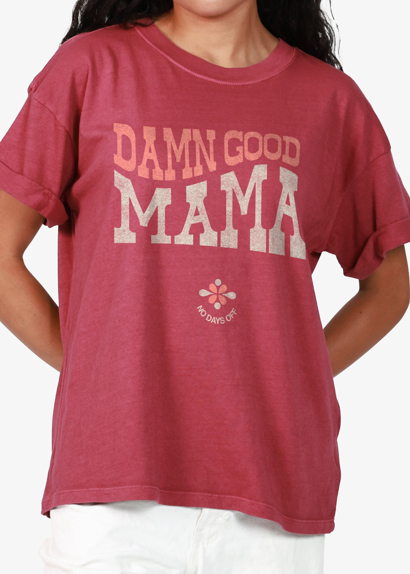 Damn Good Mama Dusty Rose Boyfriend Tee
