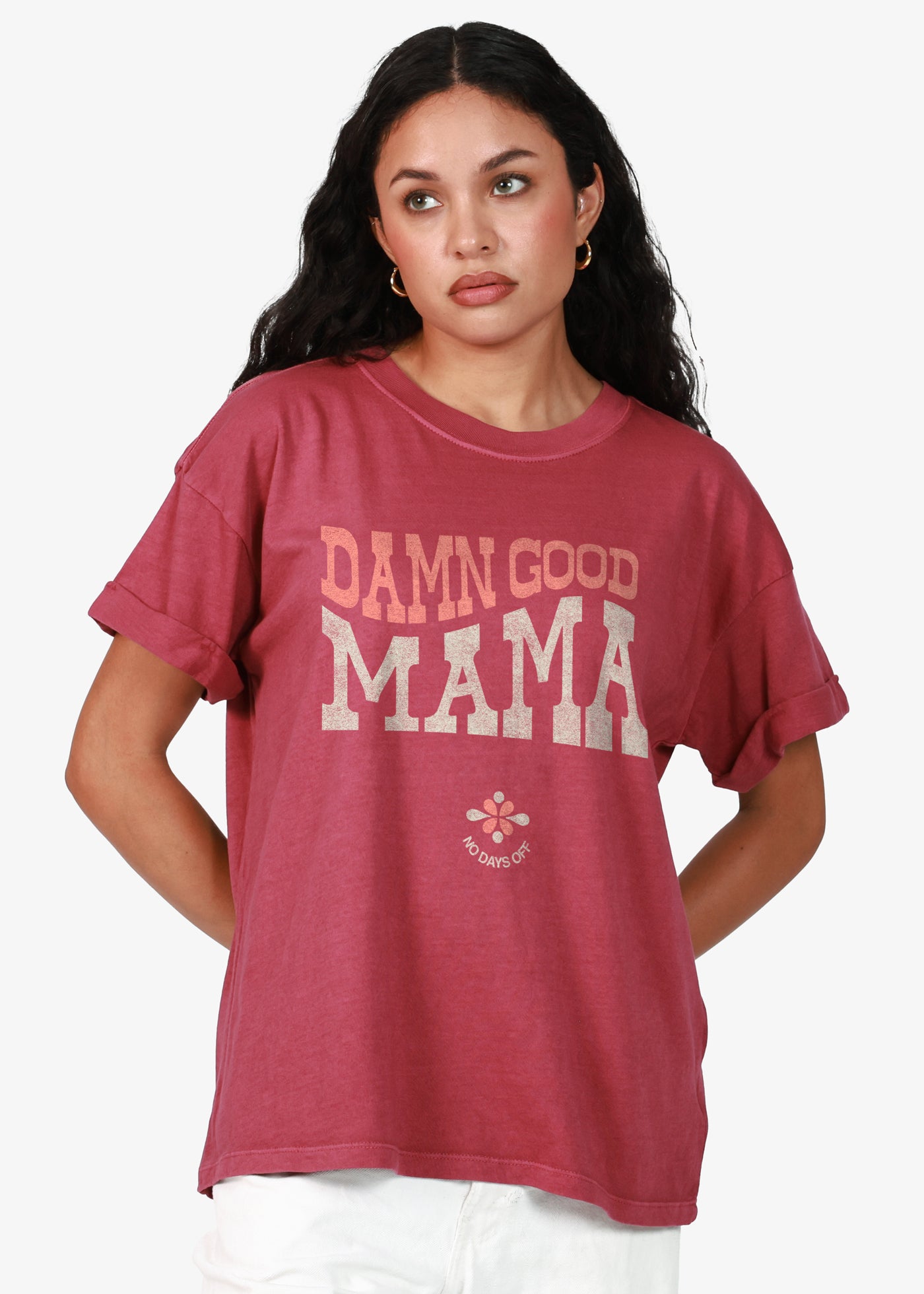 Damn Good Mama Dusty Rose Boyfriend Tee
