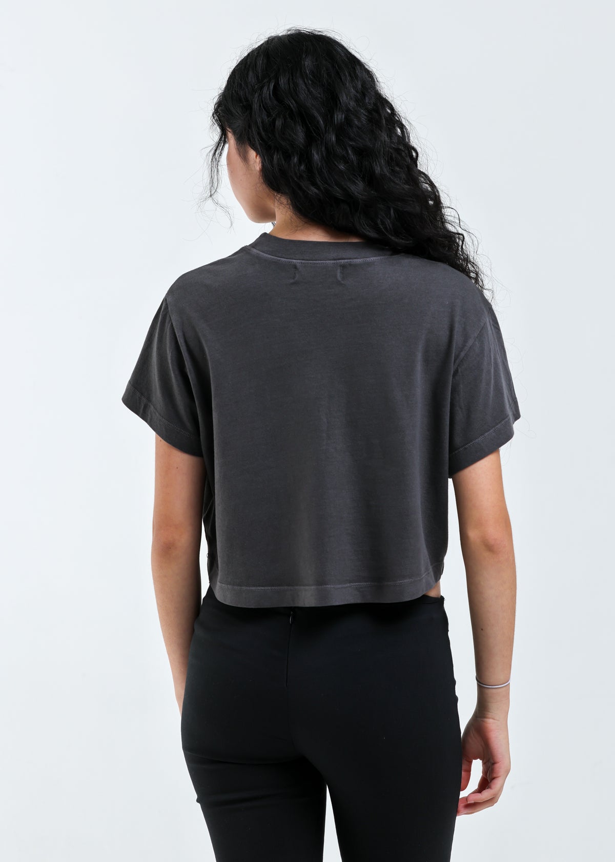 Dancing Boots Vintage Black Oversized Crop Tee
