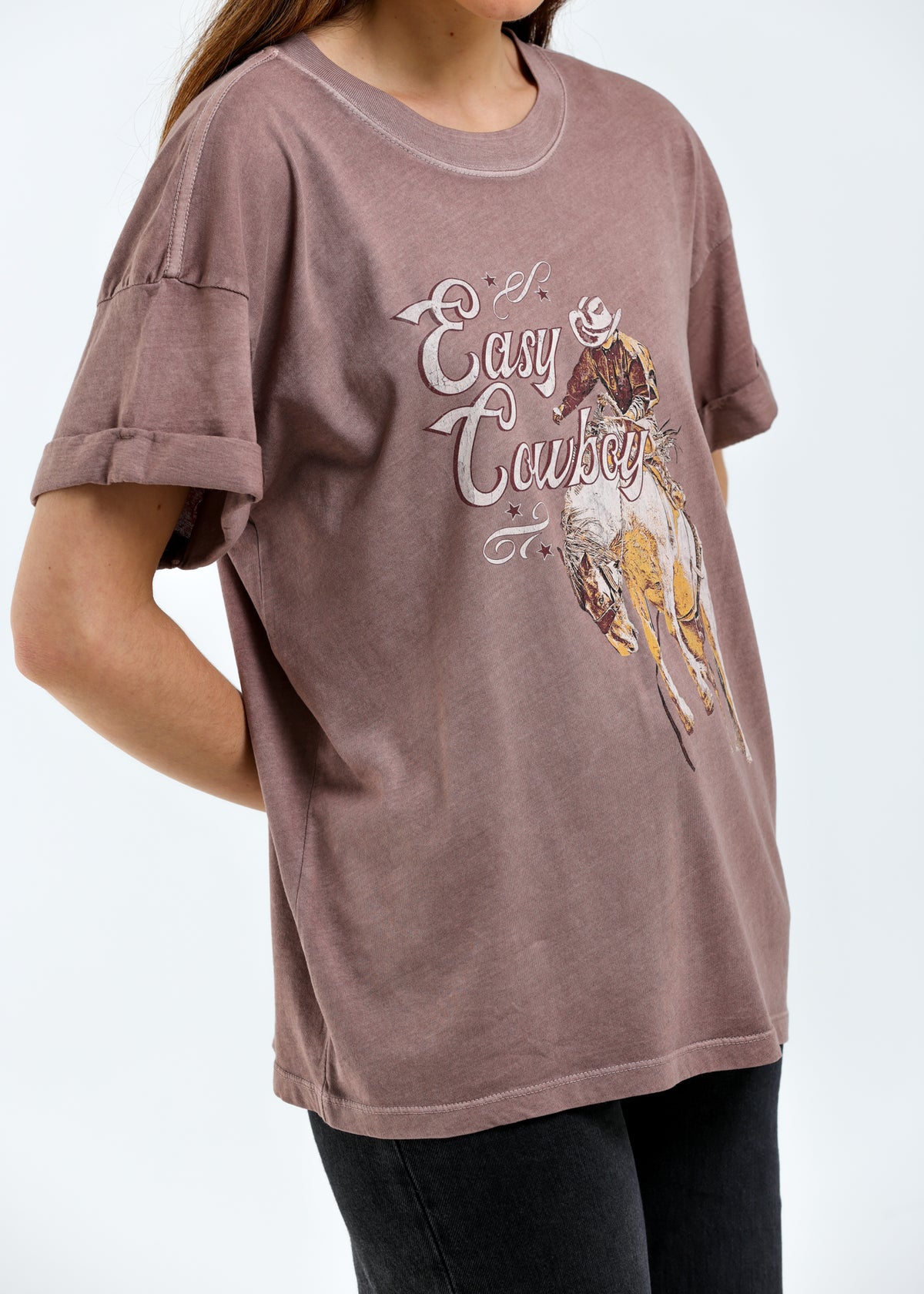Easy Cowboy Mauve Boyfriend Tee