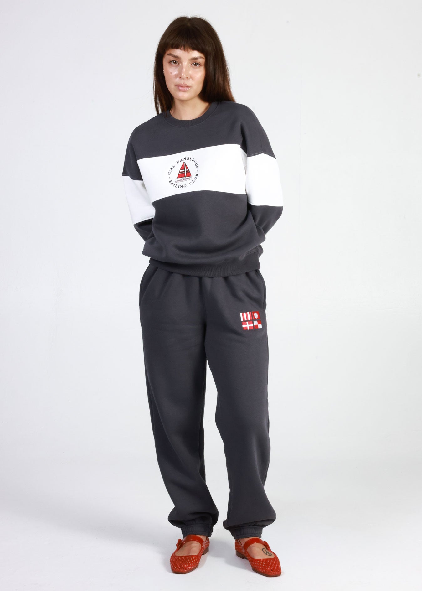 Girl Dangerous Sailing Club Navy Oversized Jogger Set