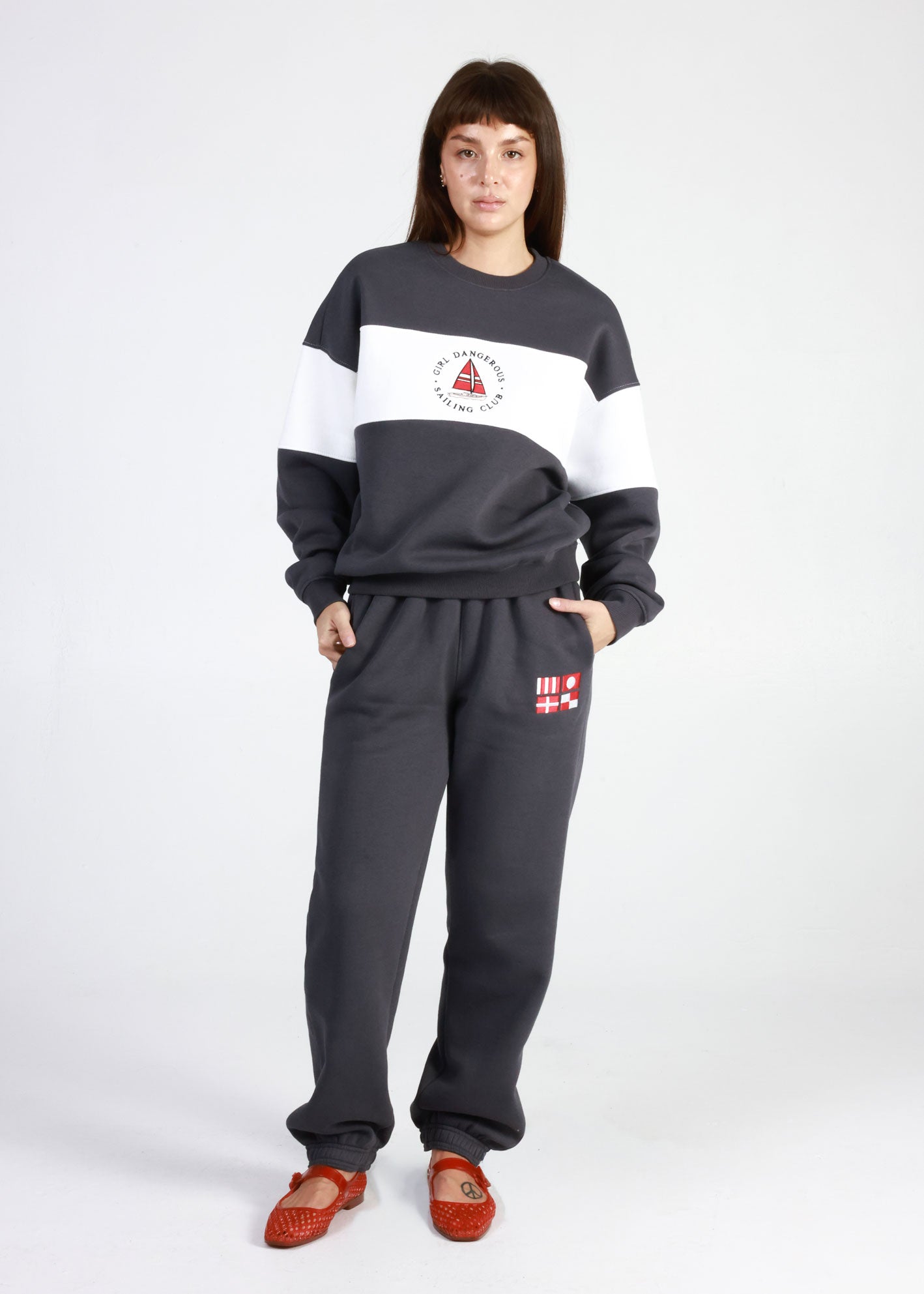 Girl Dangerous Sailing Club Navy Oversized Jogger Set