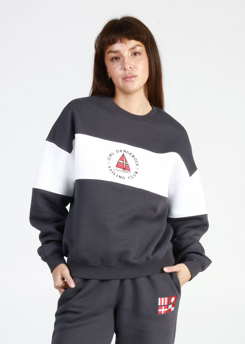 Girl Dangerous Sailing Club Navy Oversized Jogger Set