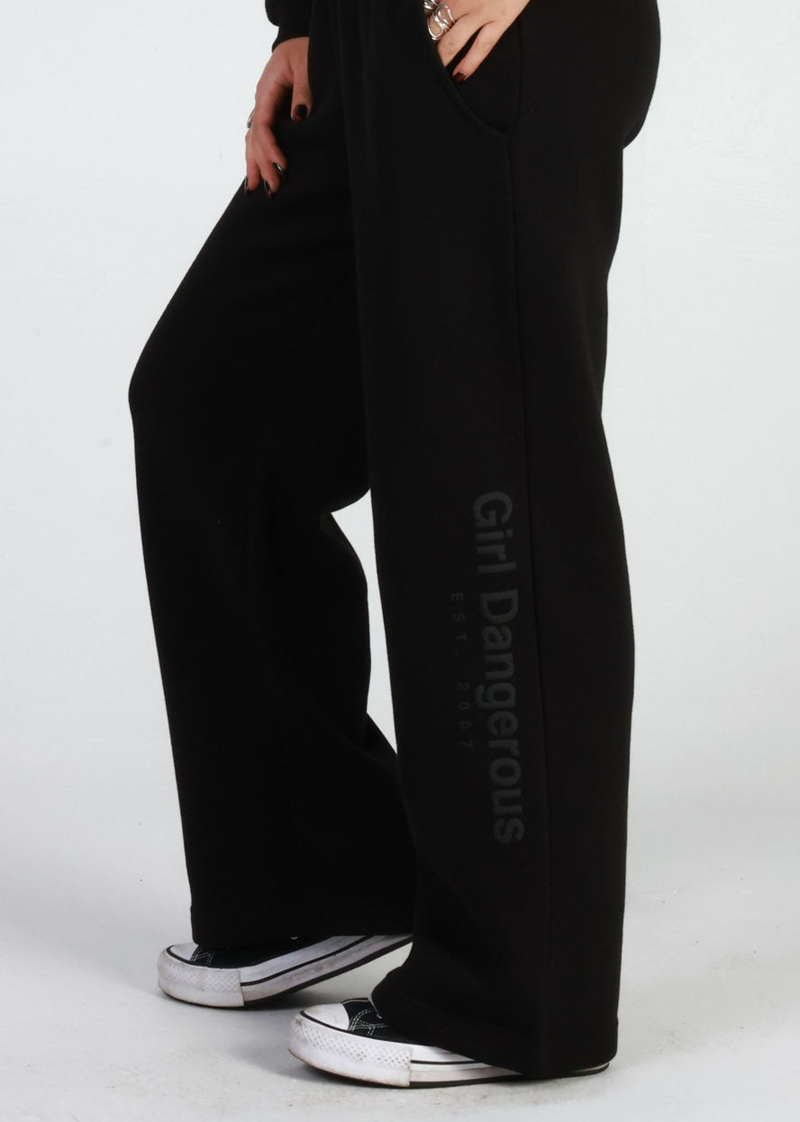 GD Branded Black Wide Leg Slouchy Sweatpants