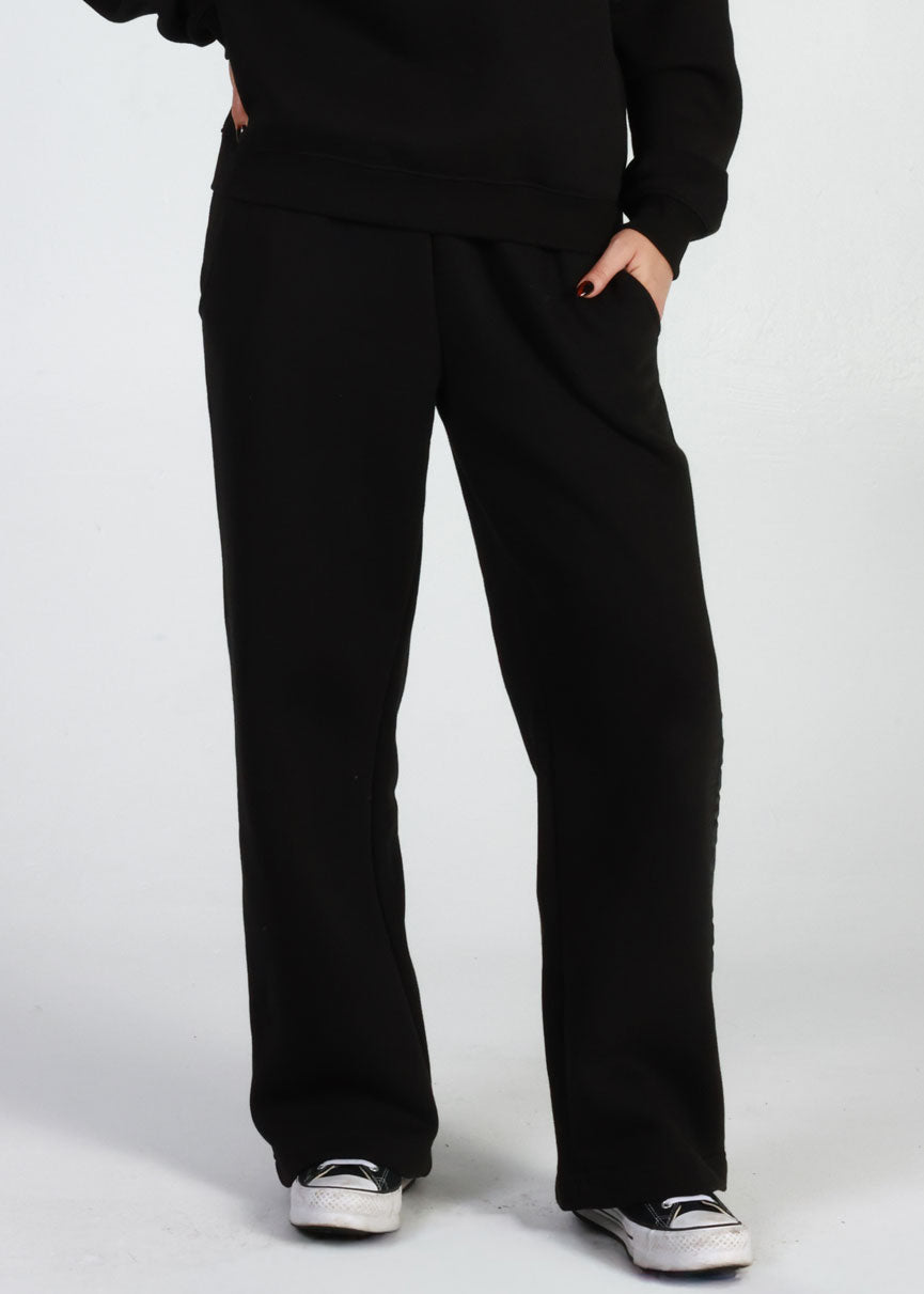 GD Branded Black Wide Leg Slouchy Sweatpants