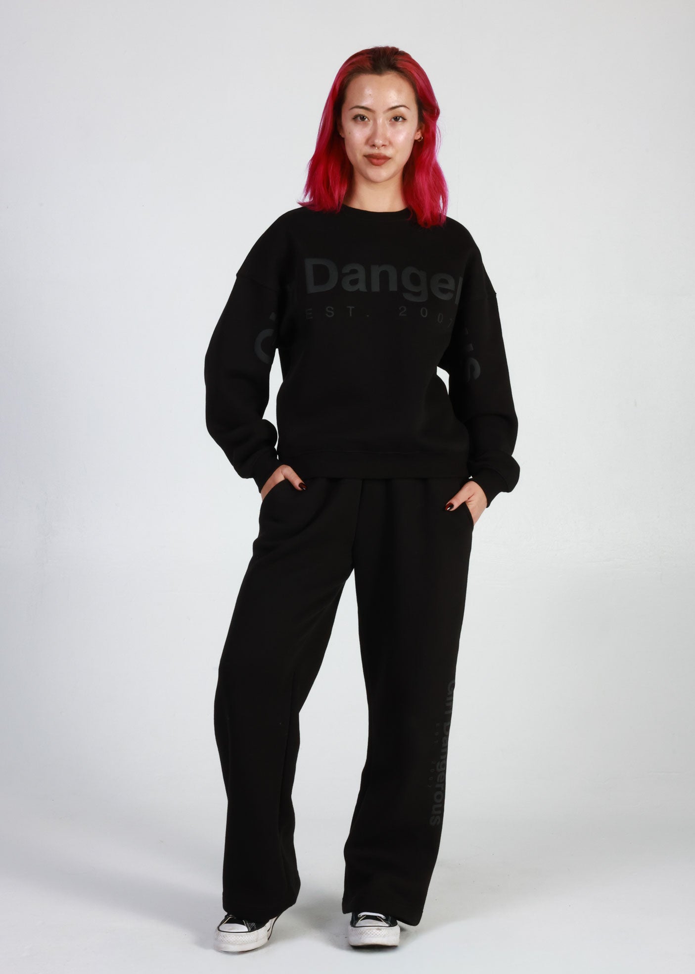 GD Branded Black Oversized Fleece Set