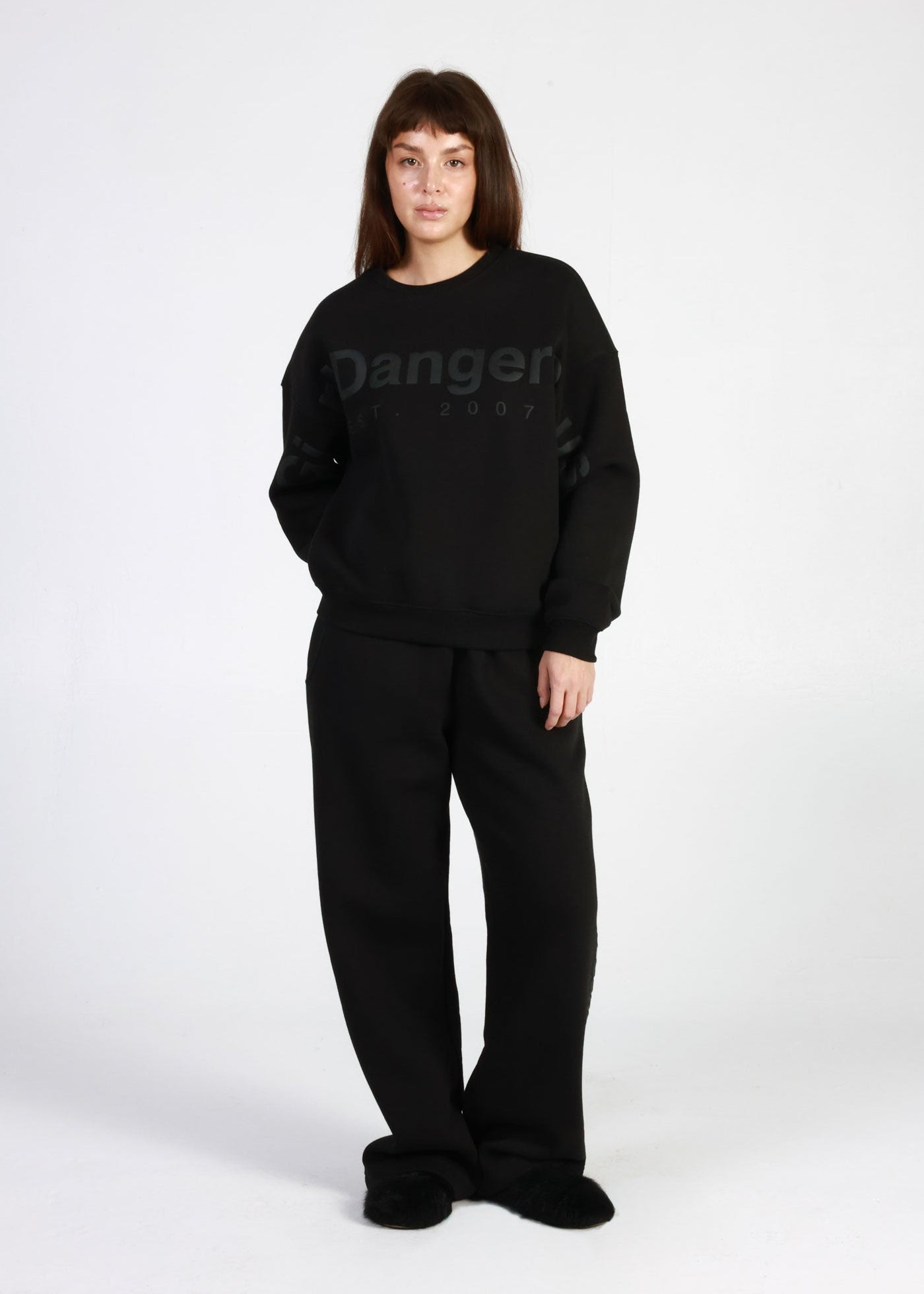 GD Branded Black Oversized Fleece Set