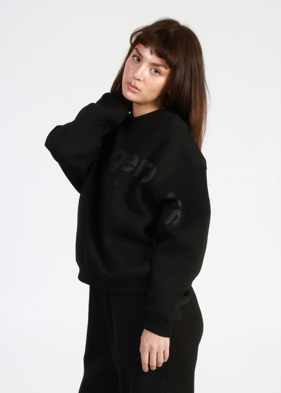 GD Branded Black Oversized Crewneck Sweatshirt