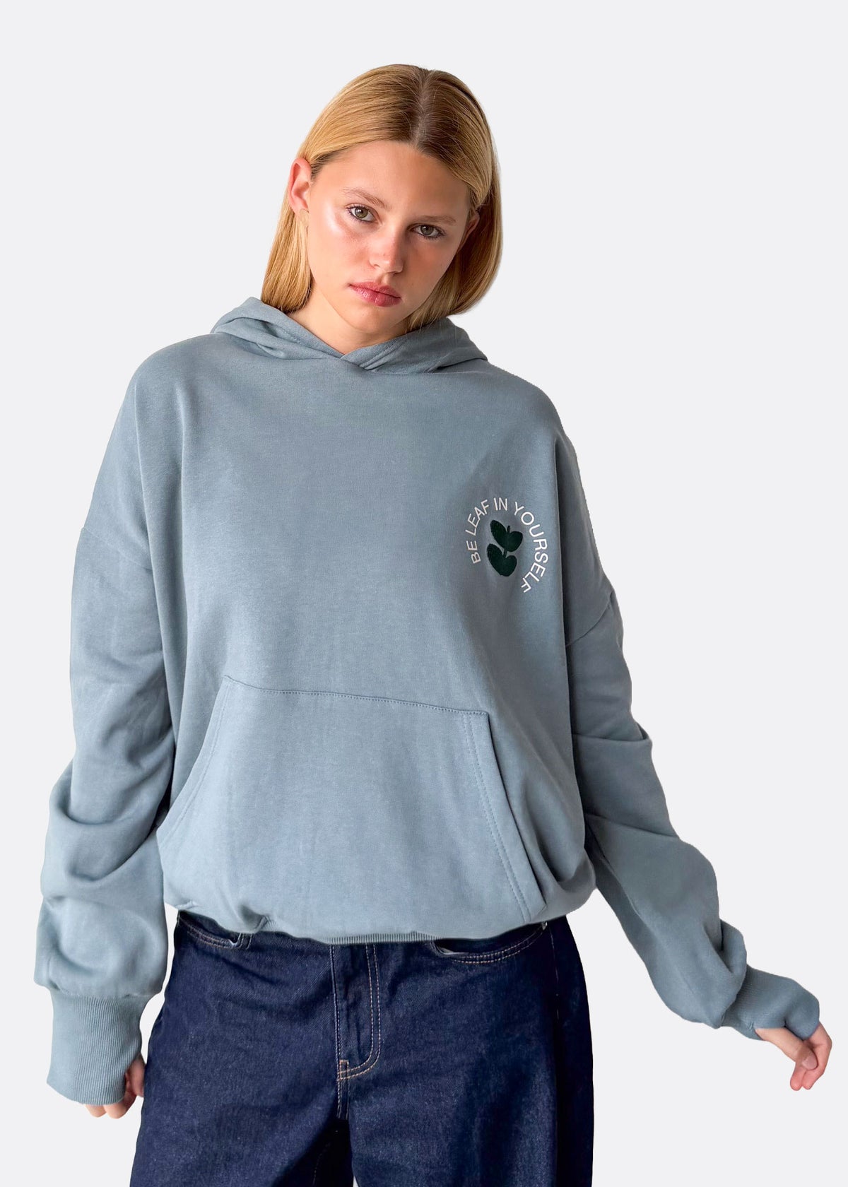 Grow Your Own Way Organic Pale Blue Oversized Hoodie