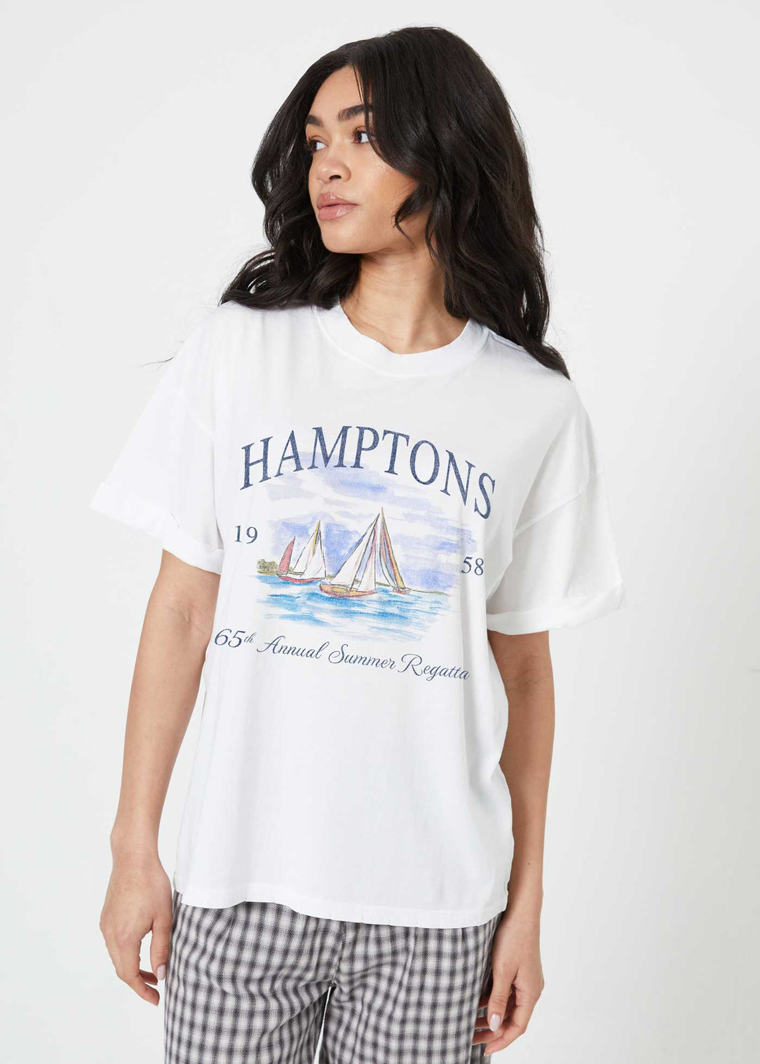 Hamptons Regatta White Boyfriend Tee