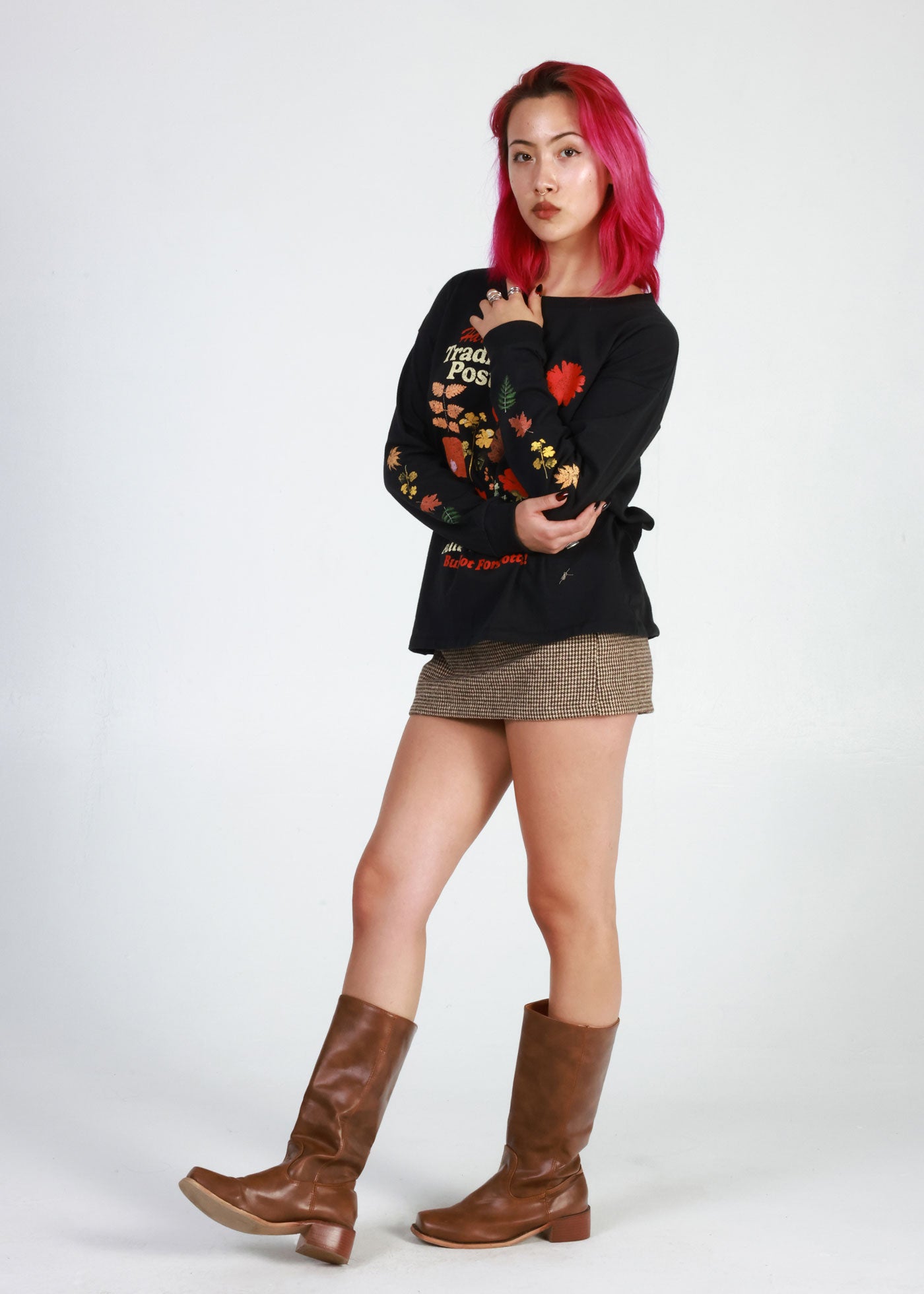 Harvest Trading Post Faded Black Long Sleeve Crewneck Tee