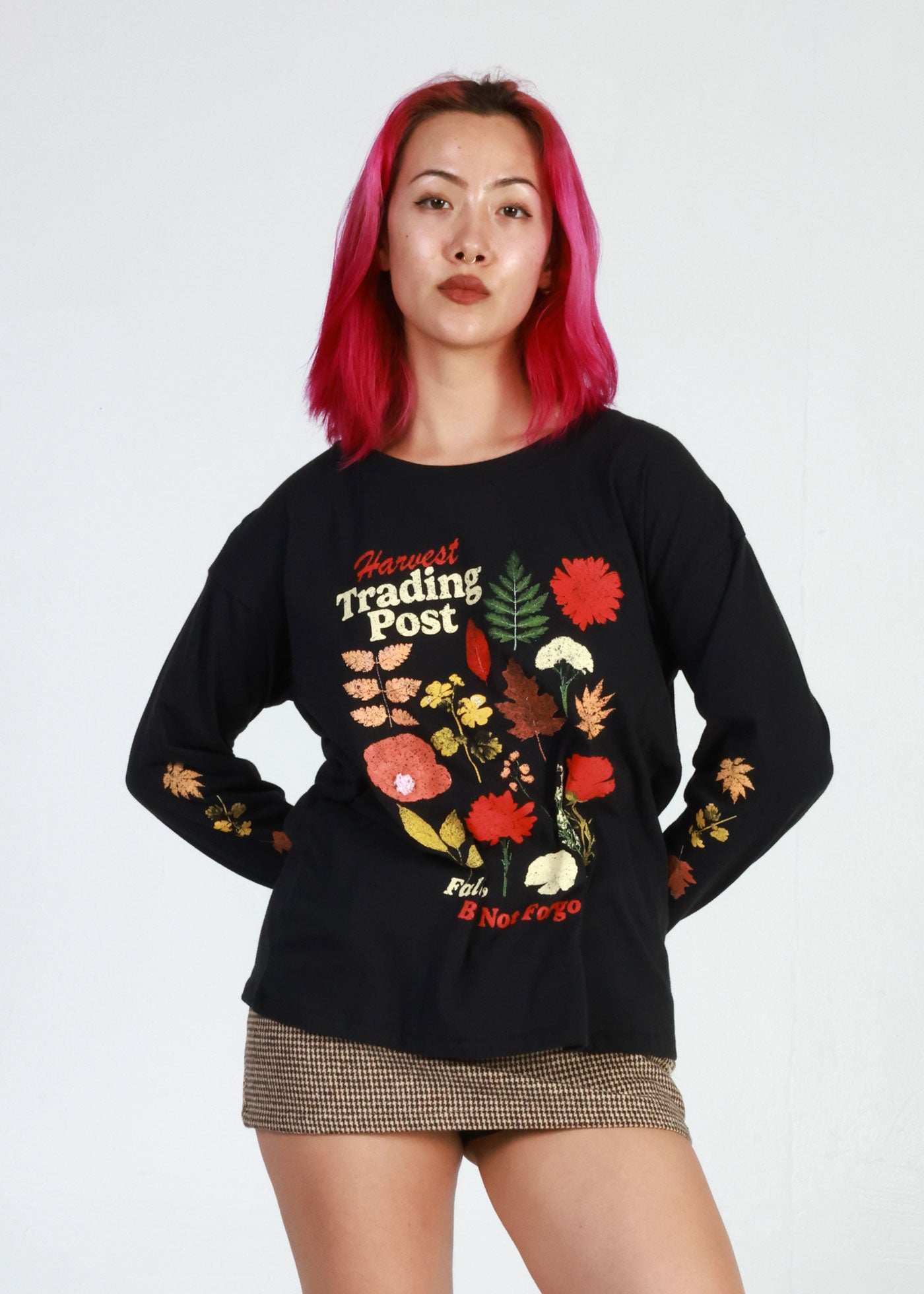 Harvest Trading Post Faded Black Long Sleeve Crewneck Tee