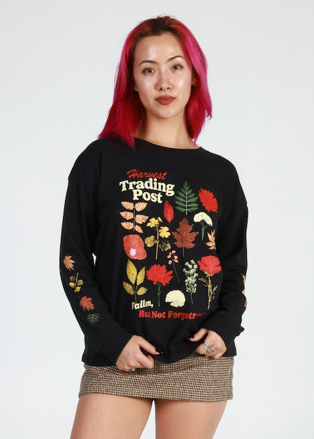 Harvest Trading Post Faded Black Long Sleeve Crewneck Tee