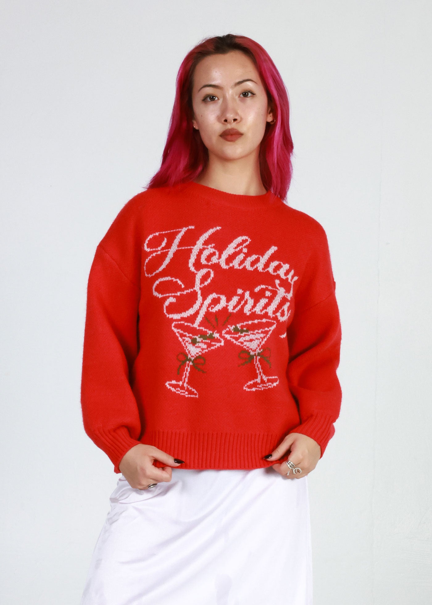 Holiday Spirits Red Oversized Sweater