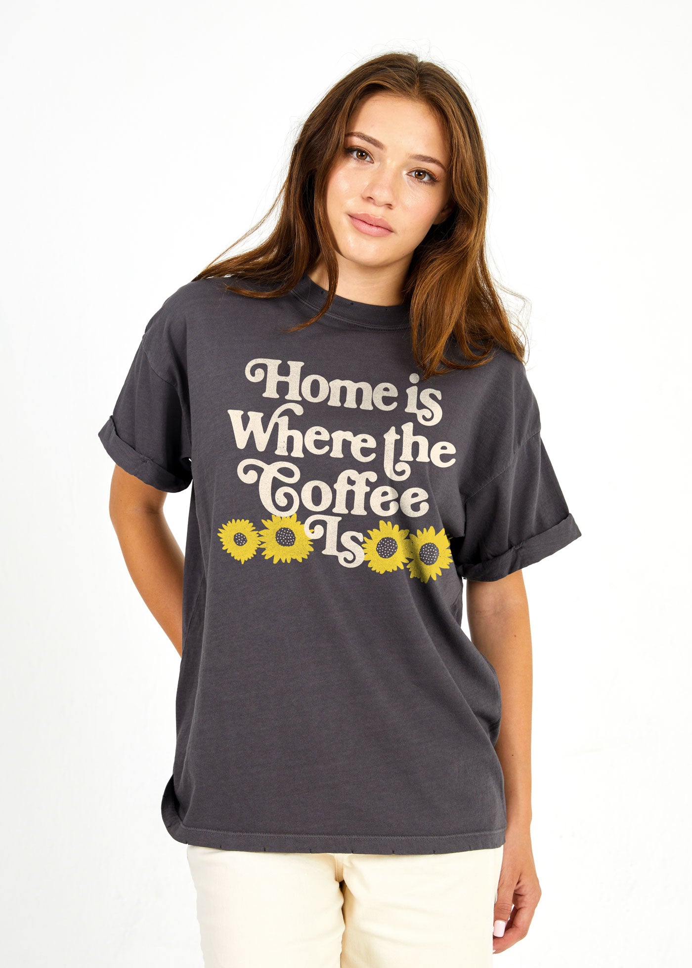 Home is Where the Coffee Is Vintage Black Oversized Tee