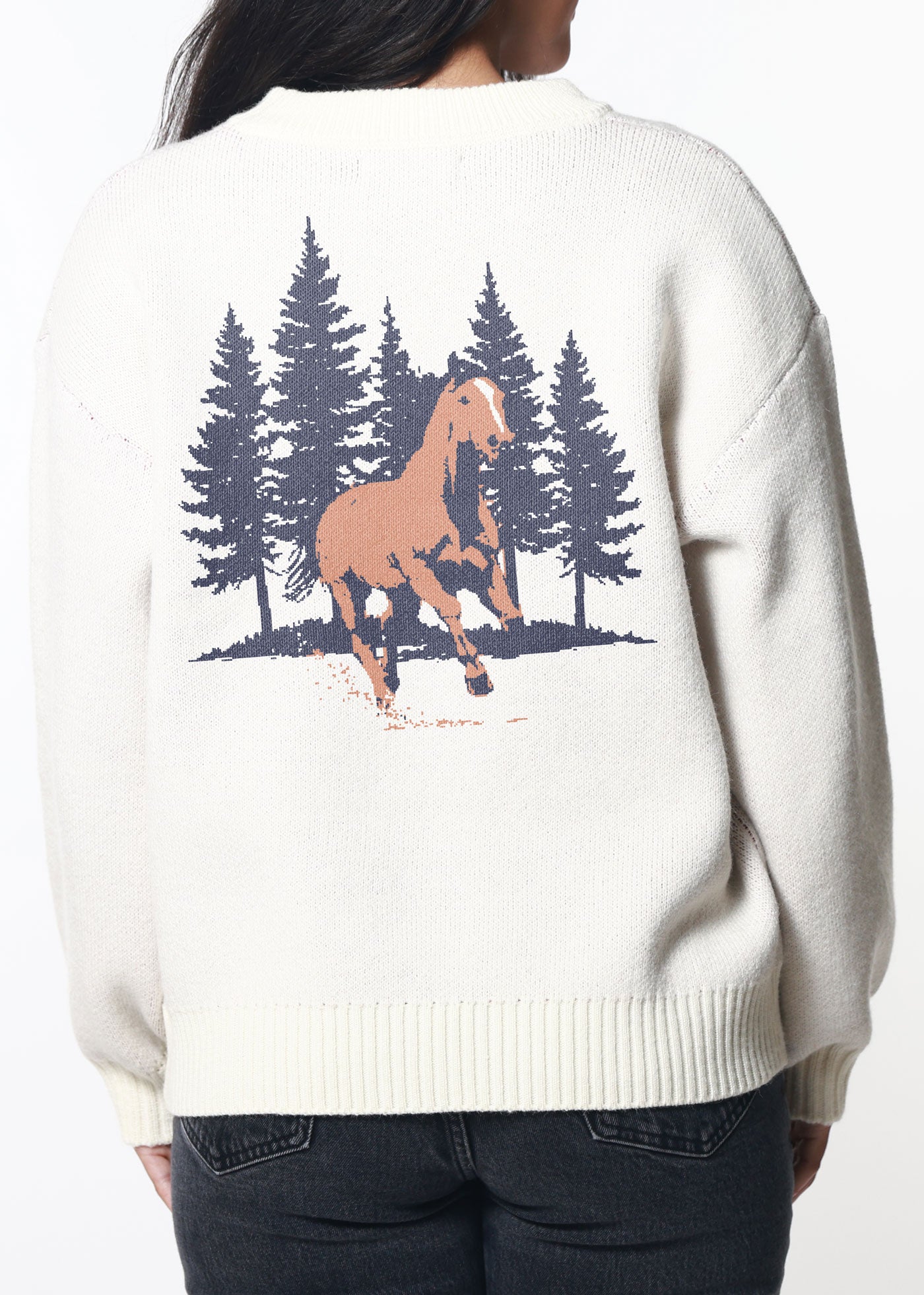 Howdy Horse White Oversized Sweater