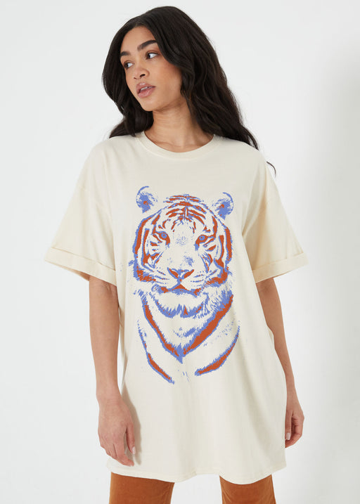 Tiger Stencil Off-White Tee Dress
