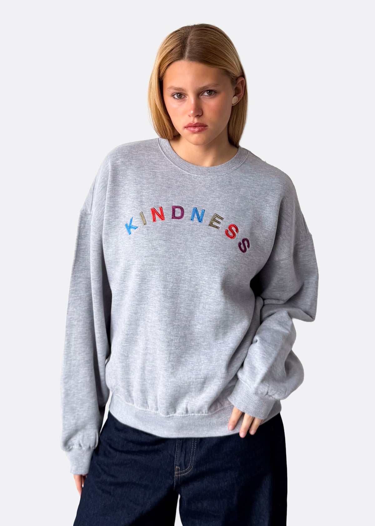 Kindness Heather Grey Oversized Crewneck Sweatshirt