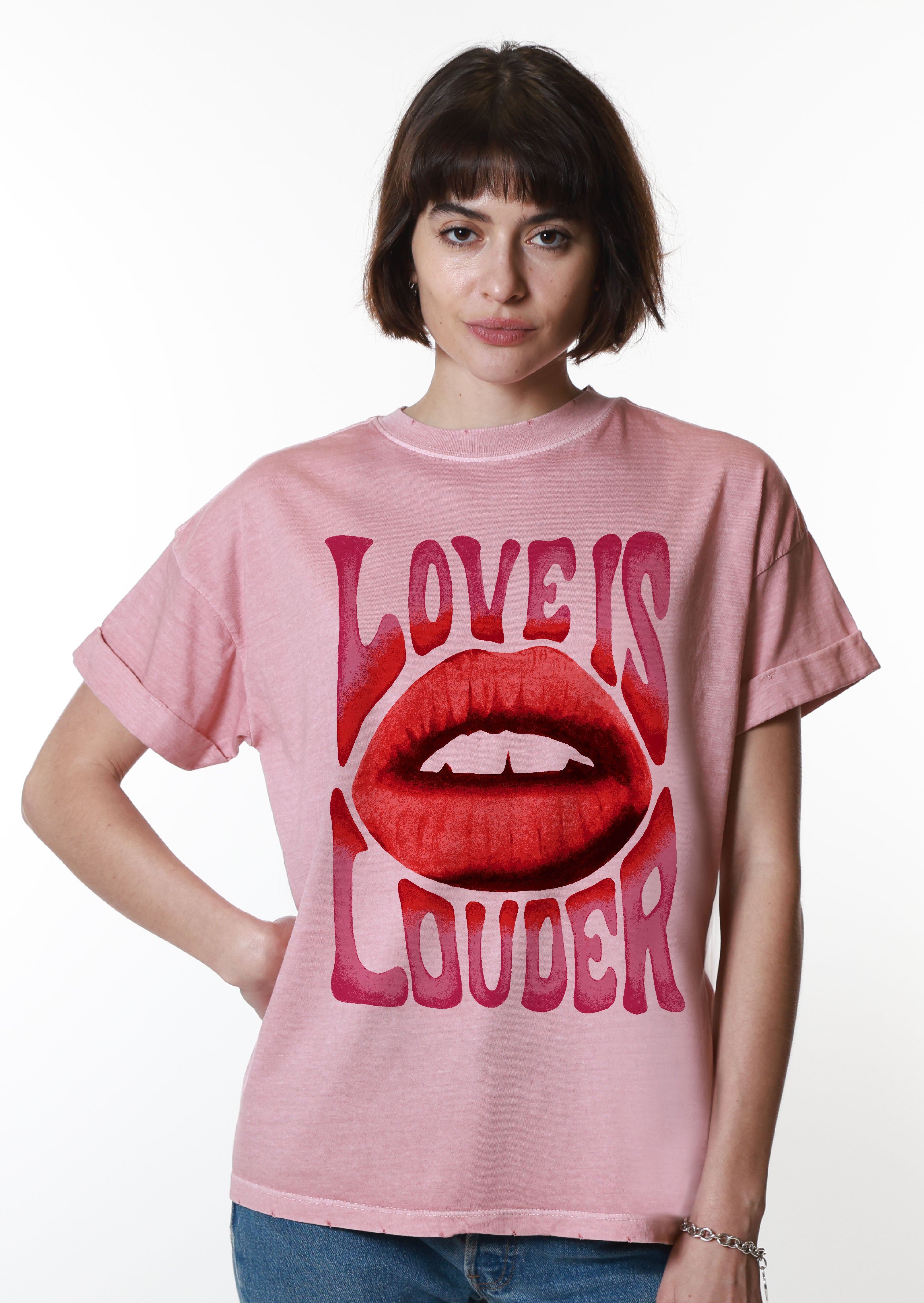 Love Is Louder Dusty Pink Boyfriend Tee