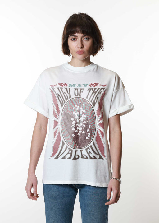 May Lily of the Valley Psychedelic White Boyfriend Tee