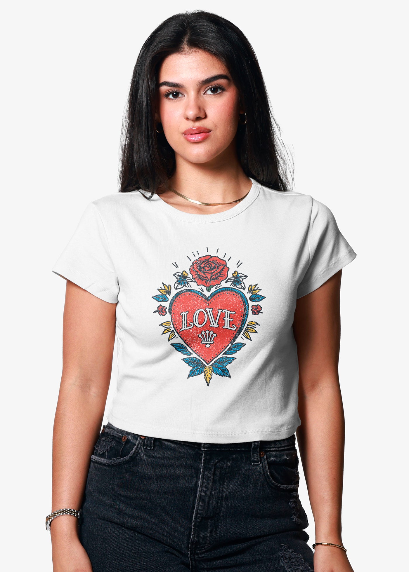 Love Tattoo White Baby Tee