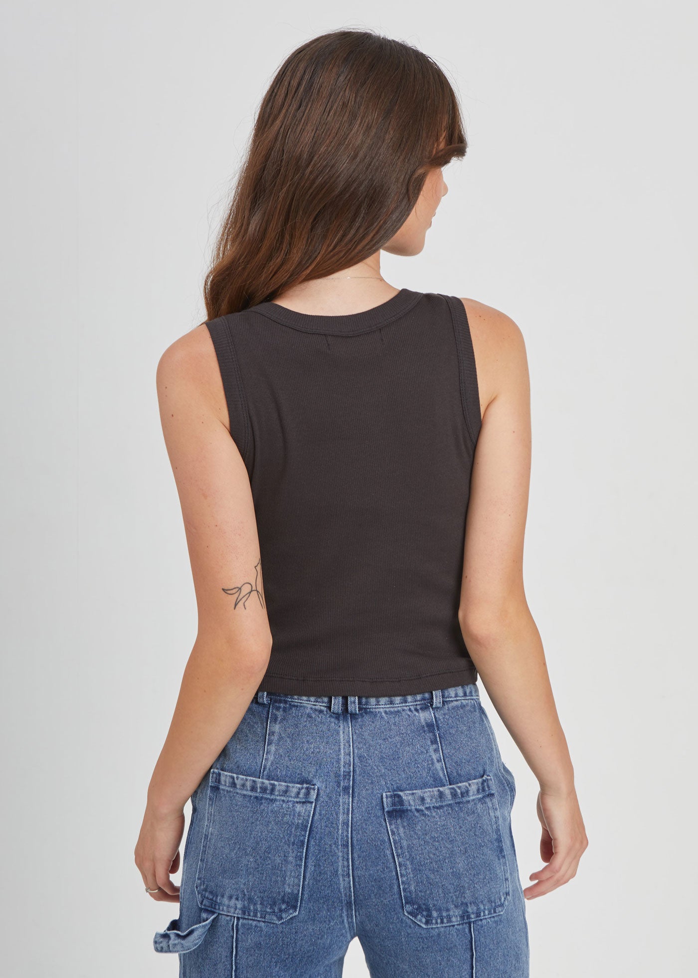 NY Cycle Ribbed Black Cropped Tank
