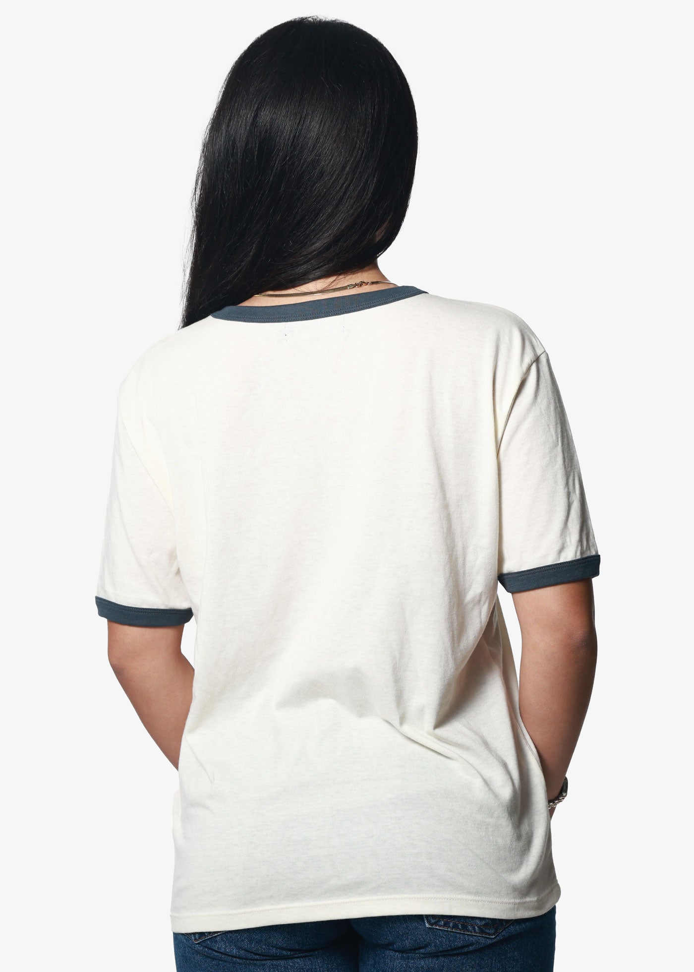 Napa Valley Bone & Navy Slouchy Ringer Tee