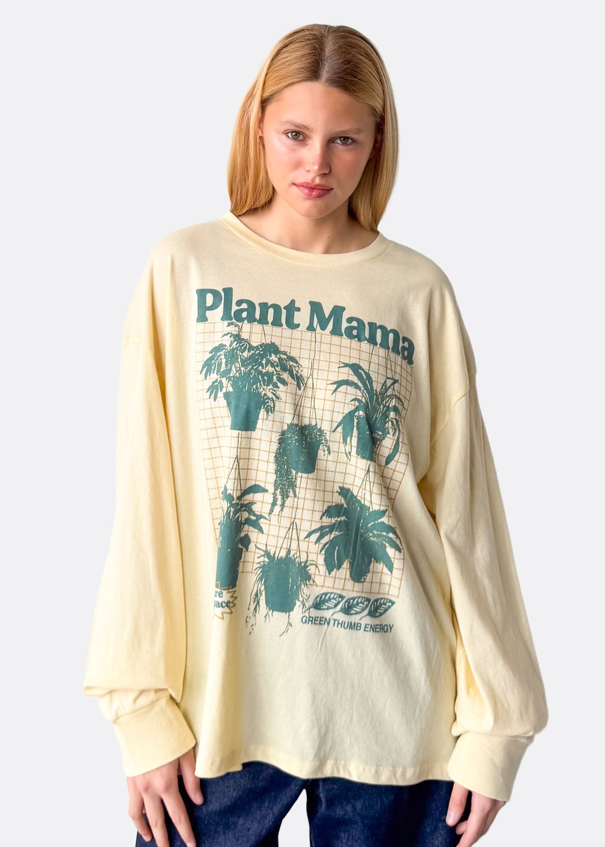 Plant Mama Organic Oatmeal Relaxed Fit Long Sleeve Tee