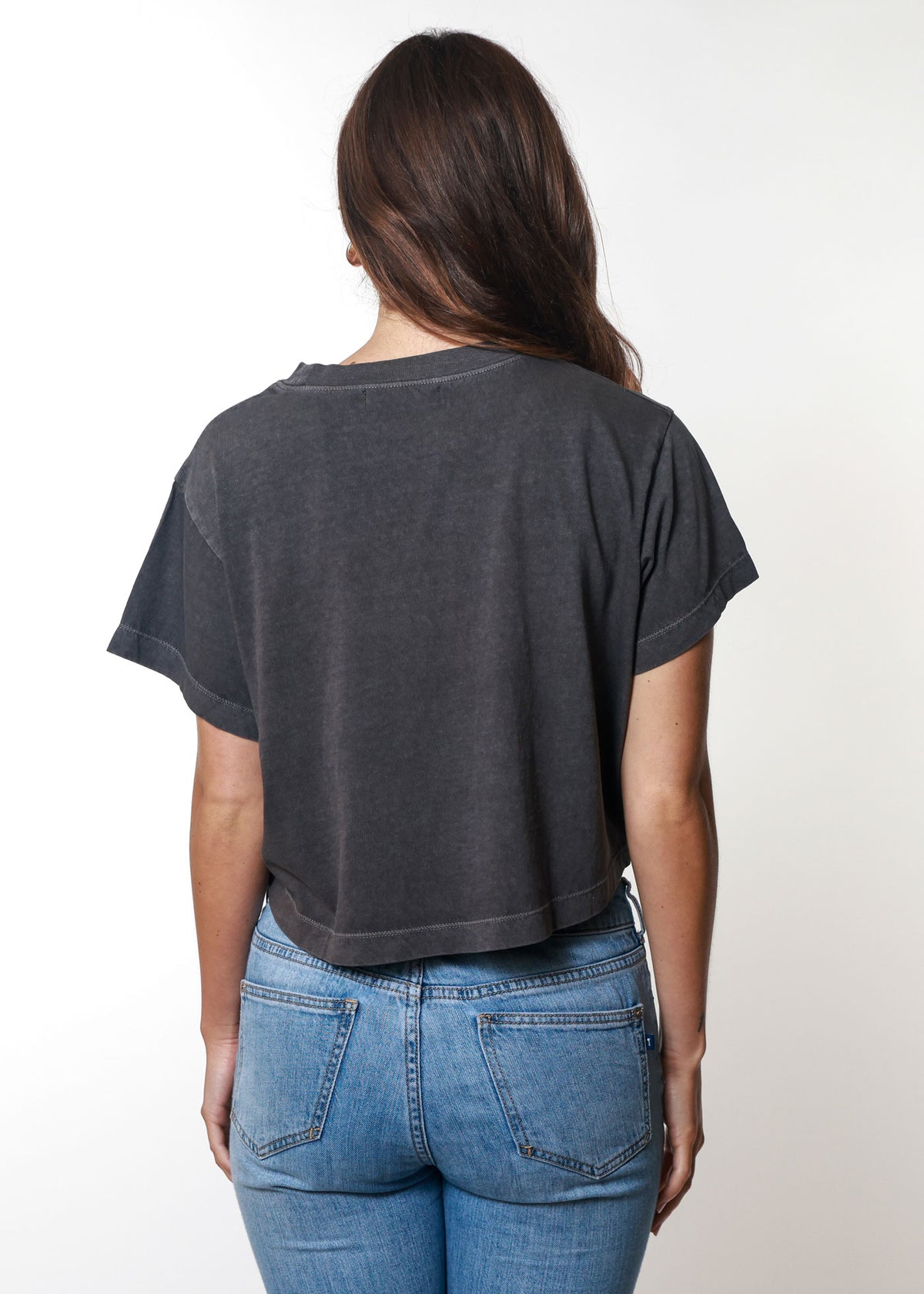 Pumpkin Bow Vintage Black Oversized Crop Tee