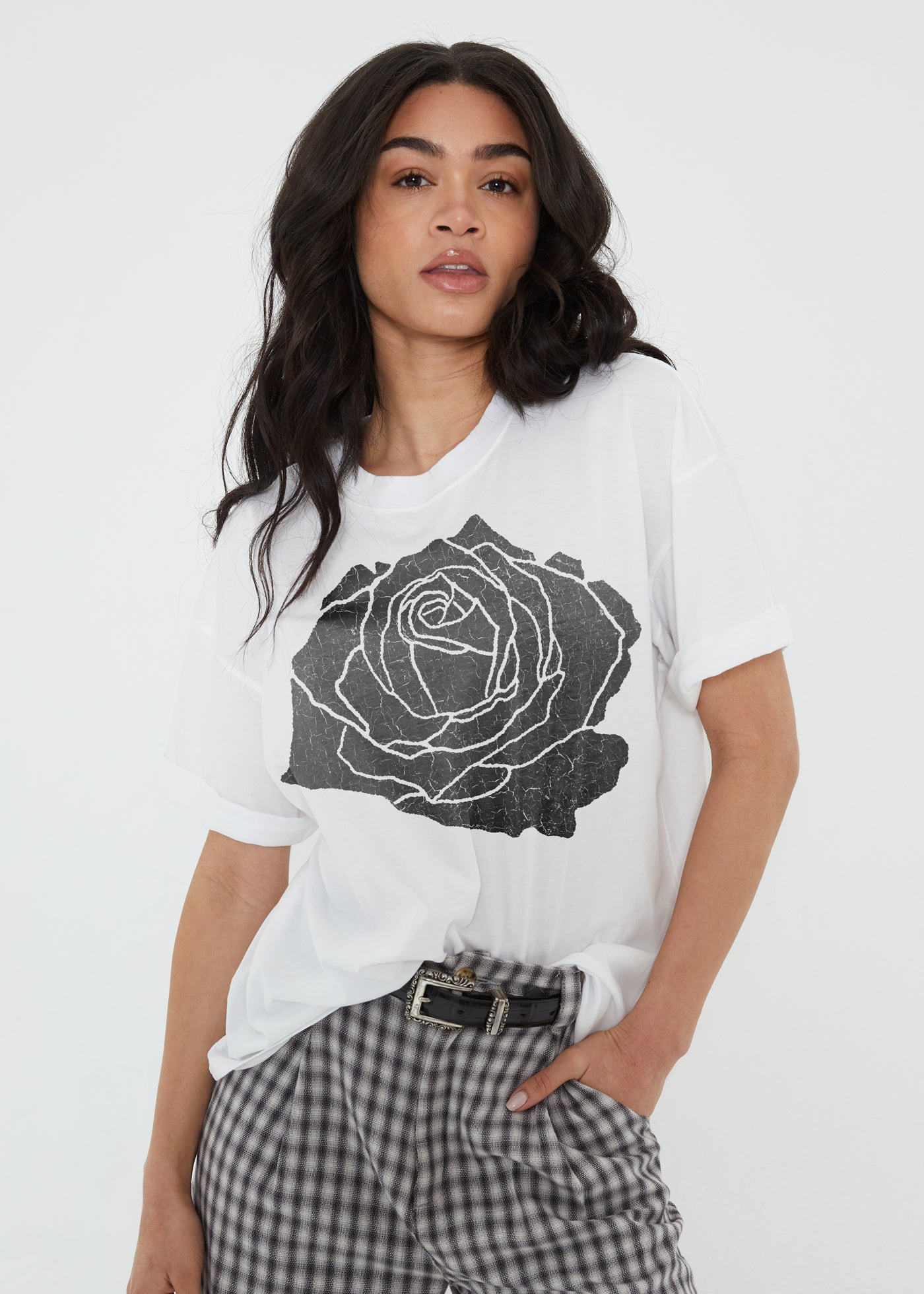 Rose White Boyfriend Tee
