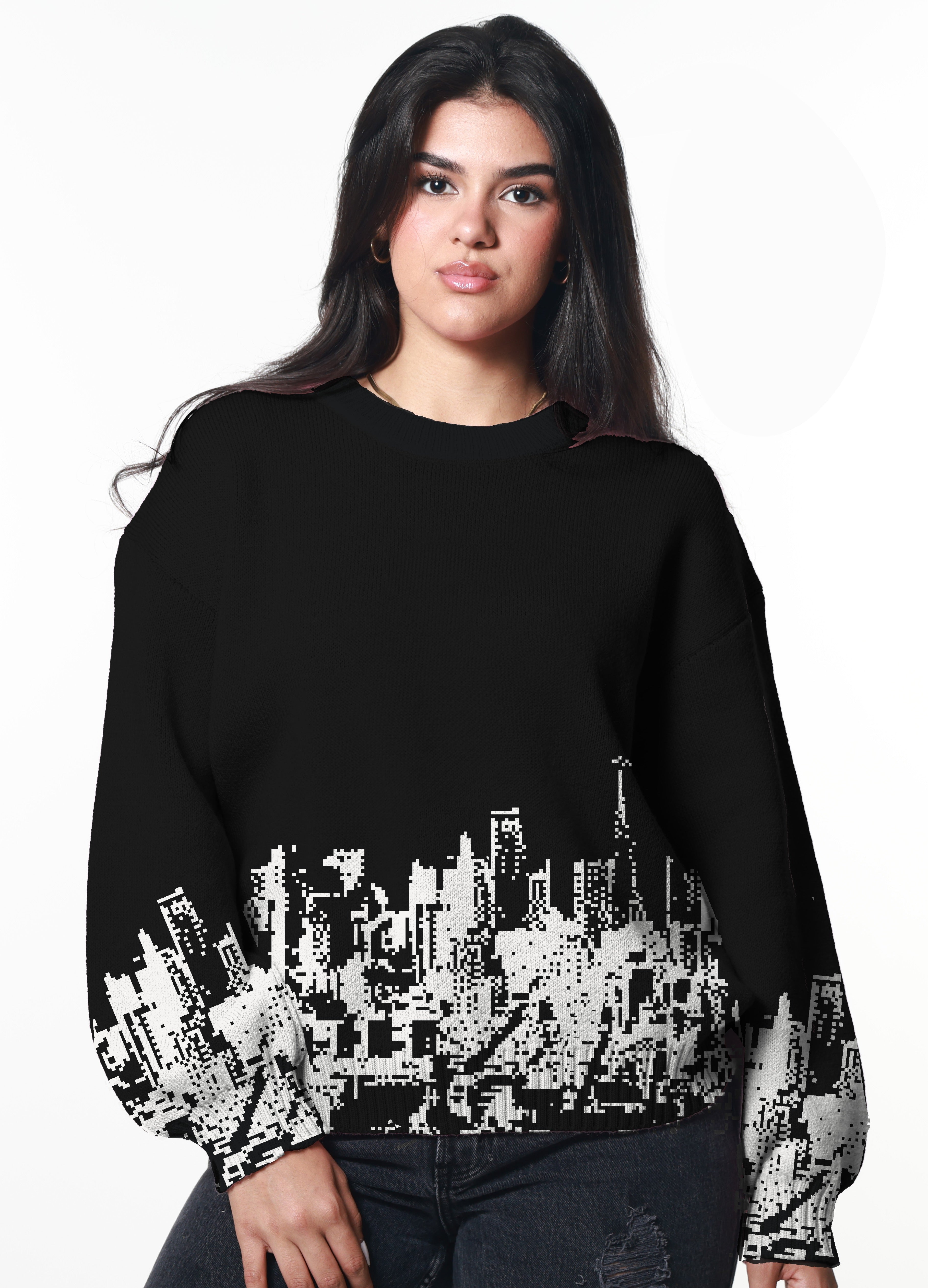 Skyline Black Oversized Sweater