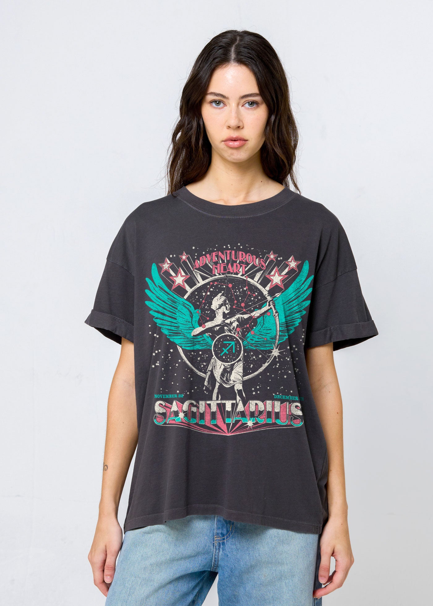 Sagittarius Zodiac Reunion Tour Vintage Black Boyfriend Tee
