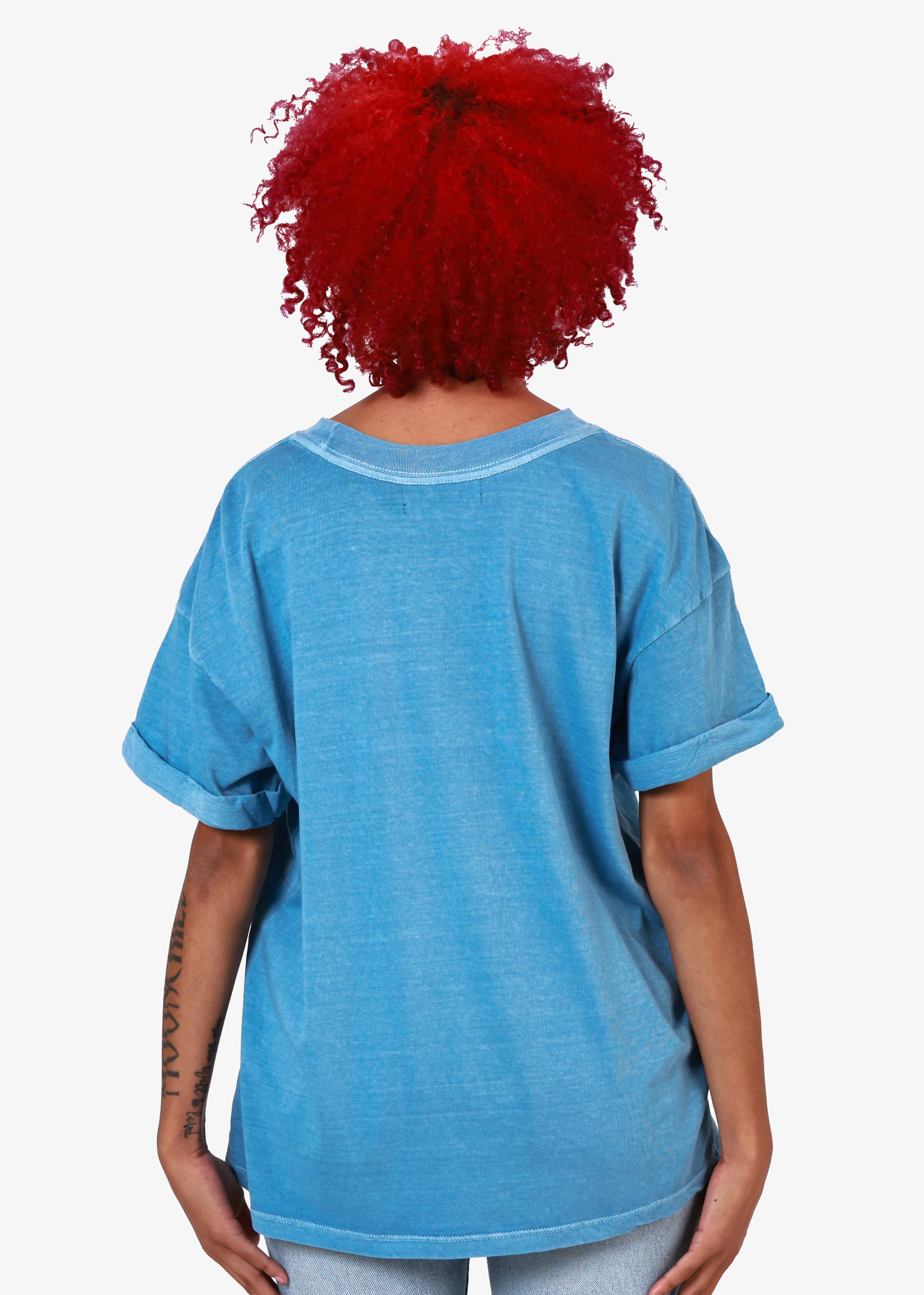 Santorini Butterflies Denim Blue Boyfriend Tee