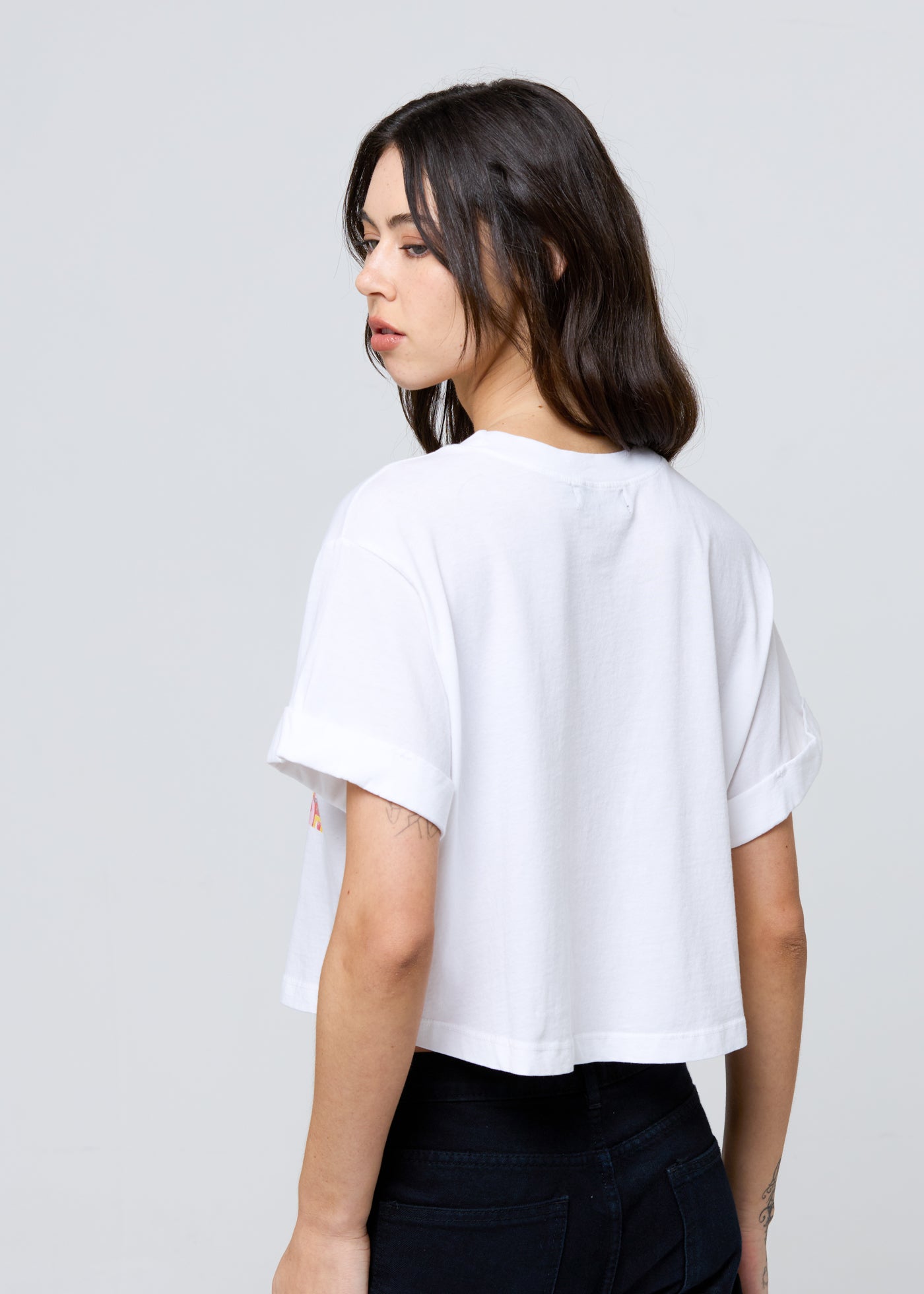 Santorini Vintage White Cropped Boyfriend Tee