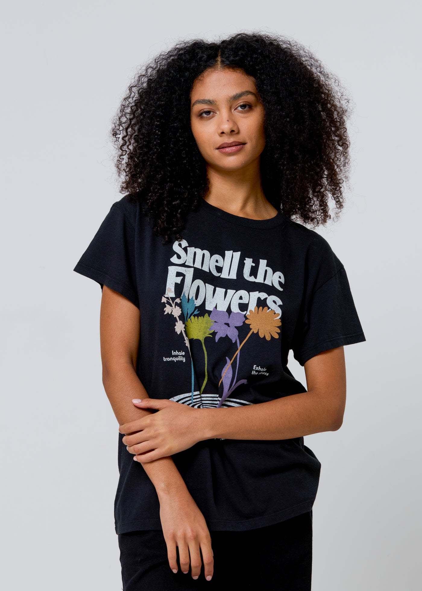 Smell the Flowers Faded Black Vintage Tee