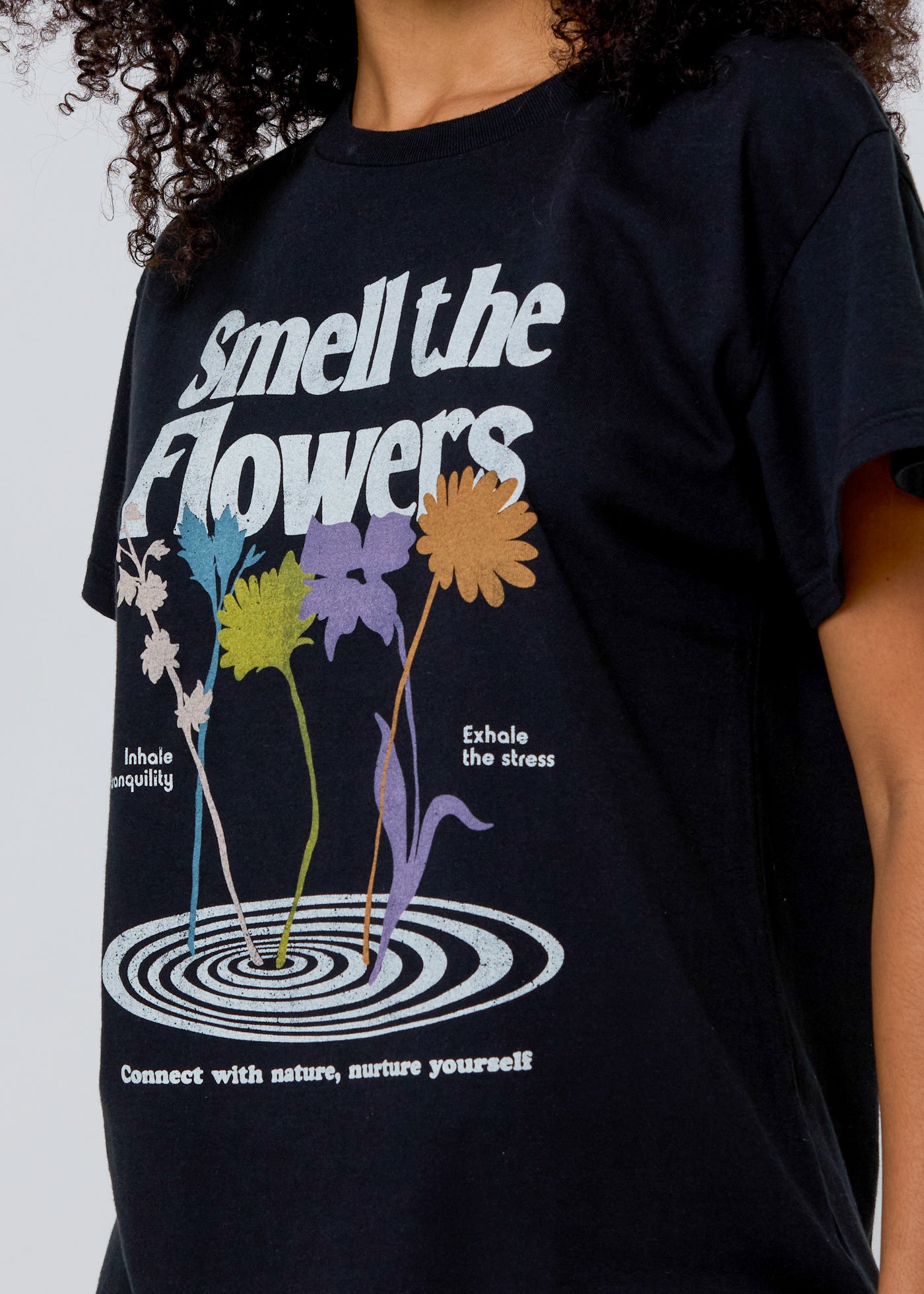 Smell the Flowers Faded Black Vintage Tee