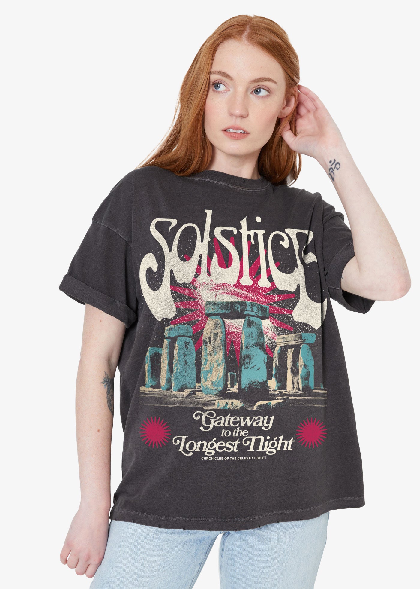 Solstice Vintage Black Boyfriend Tee