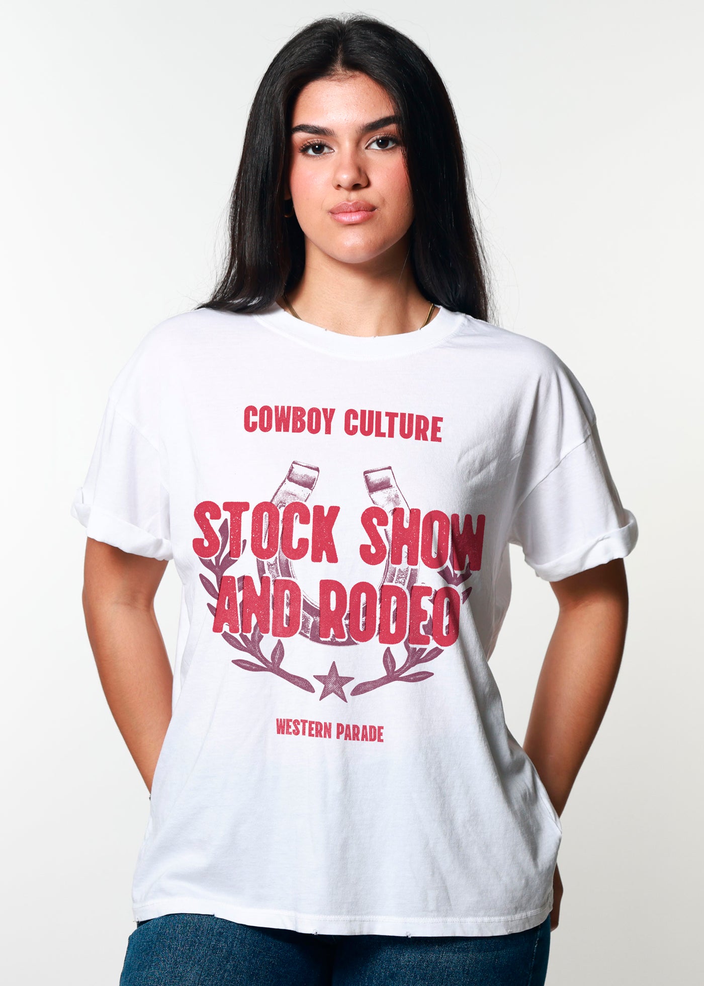 Cowboy Culture Vintage White Boyfriend Tee